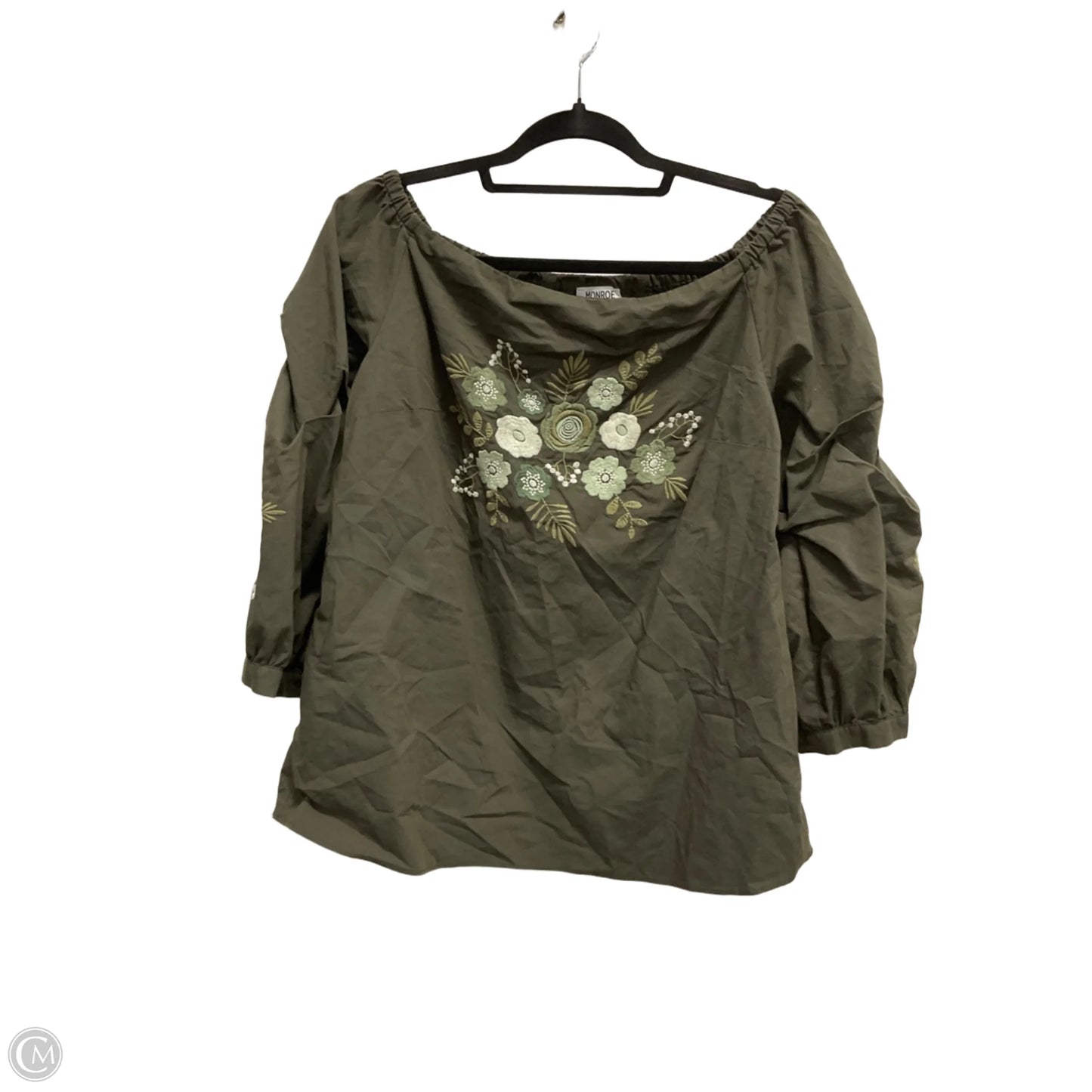 Top 3/4 Sleeve By Monroe And Main In Green, Size: M
