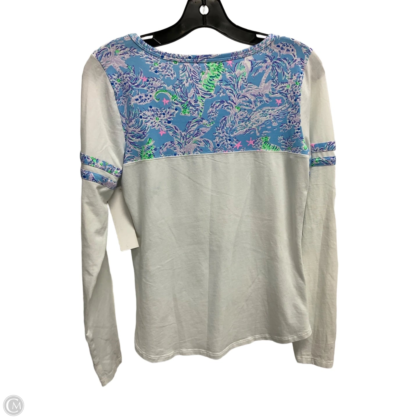Top Long Sleeve Designer By Lilly Pulitzer In Blue & White, Size: S
