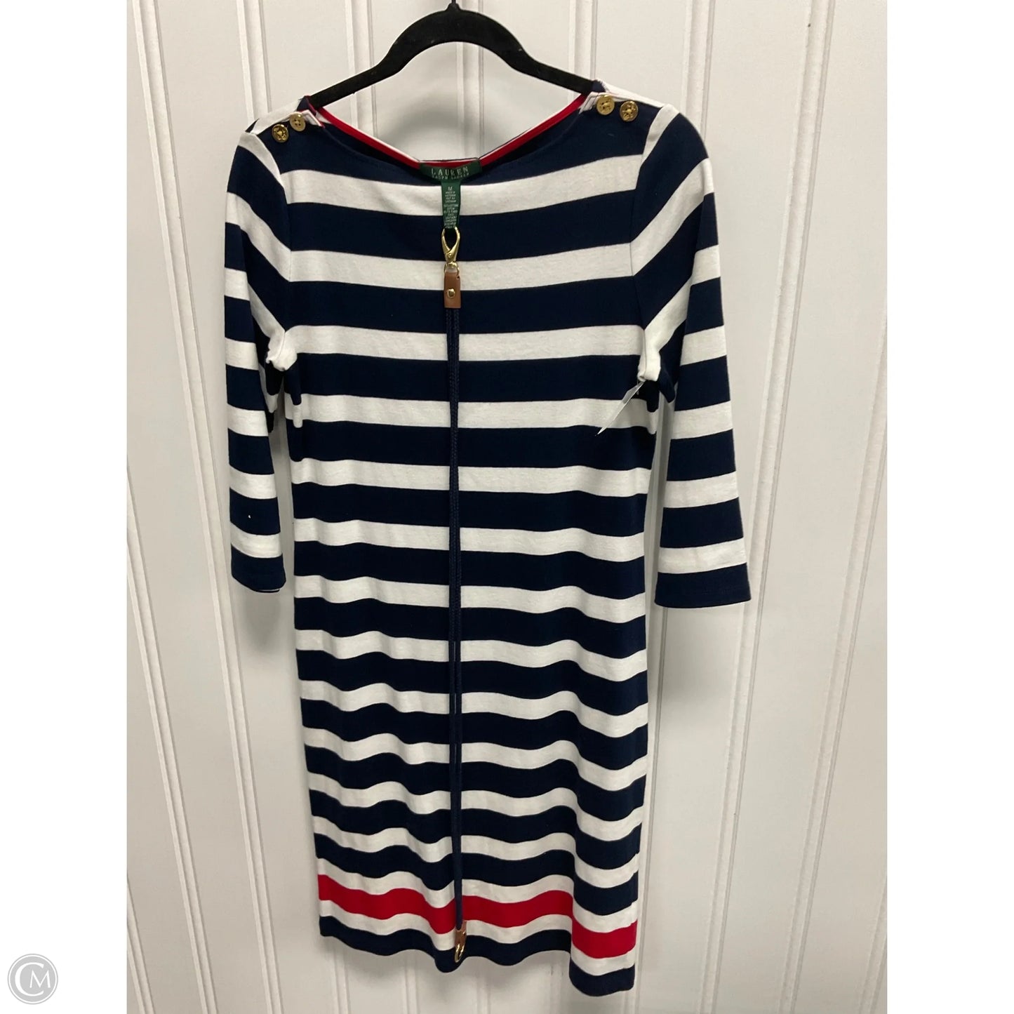 Dress Casual Midi By Lauren By Ralph Lauren In Striped Pattern, Size: M