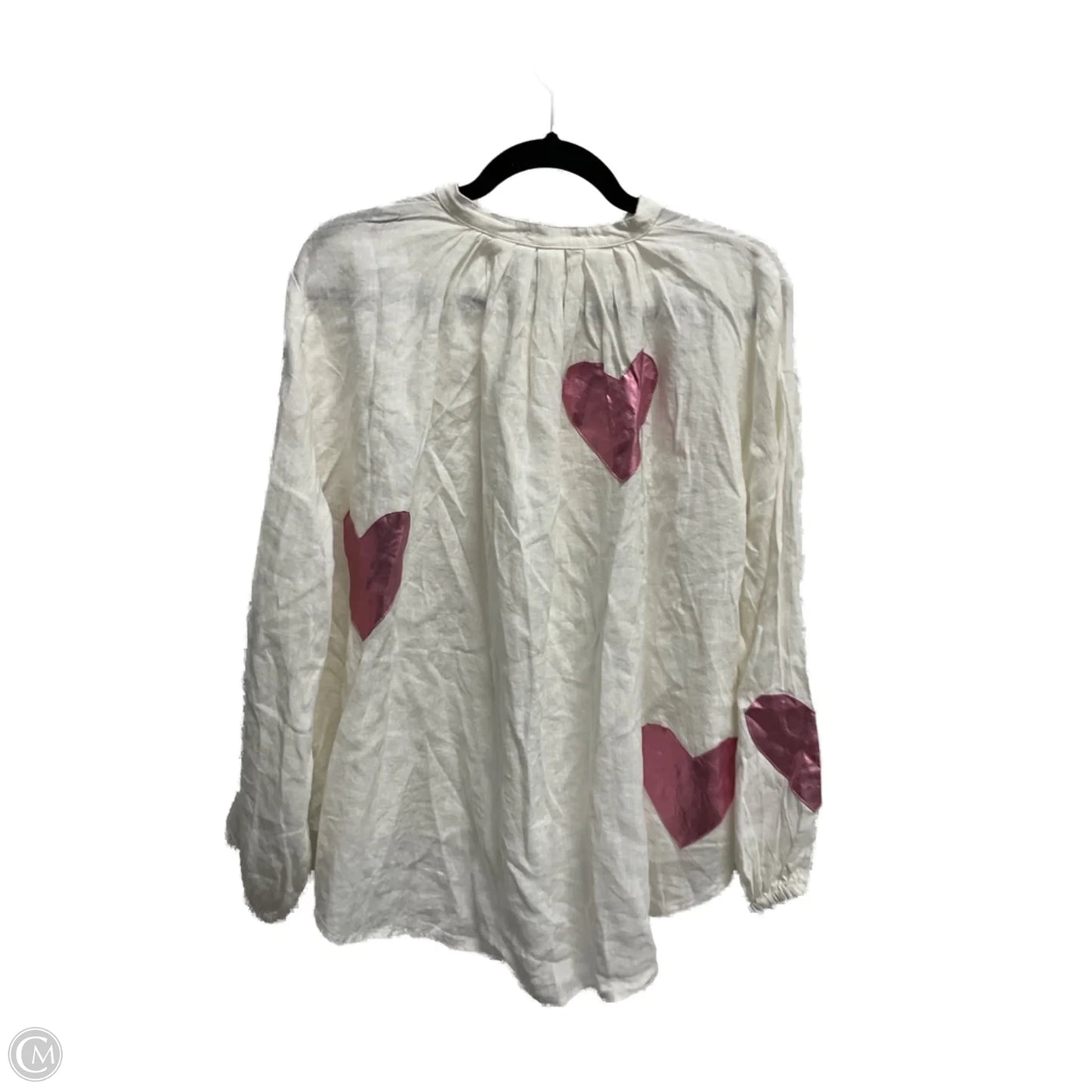 Blouse Long Sleeve By Cma In Pink & White, Size: Xl