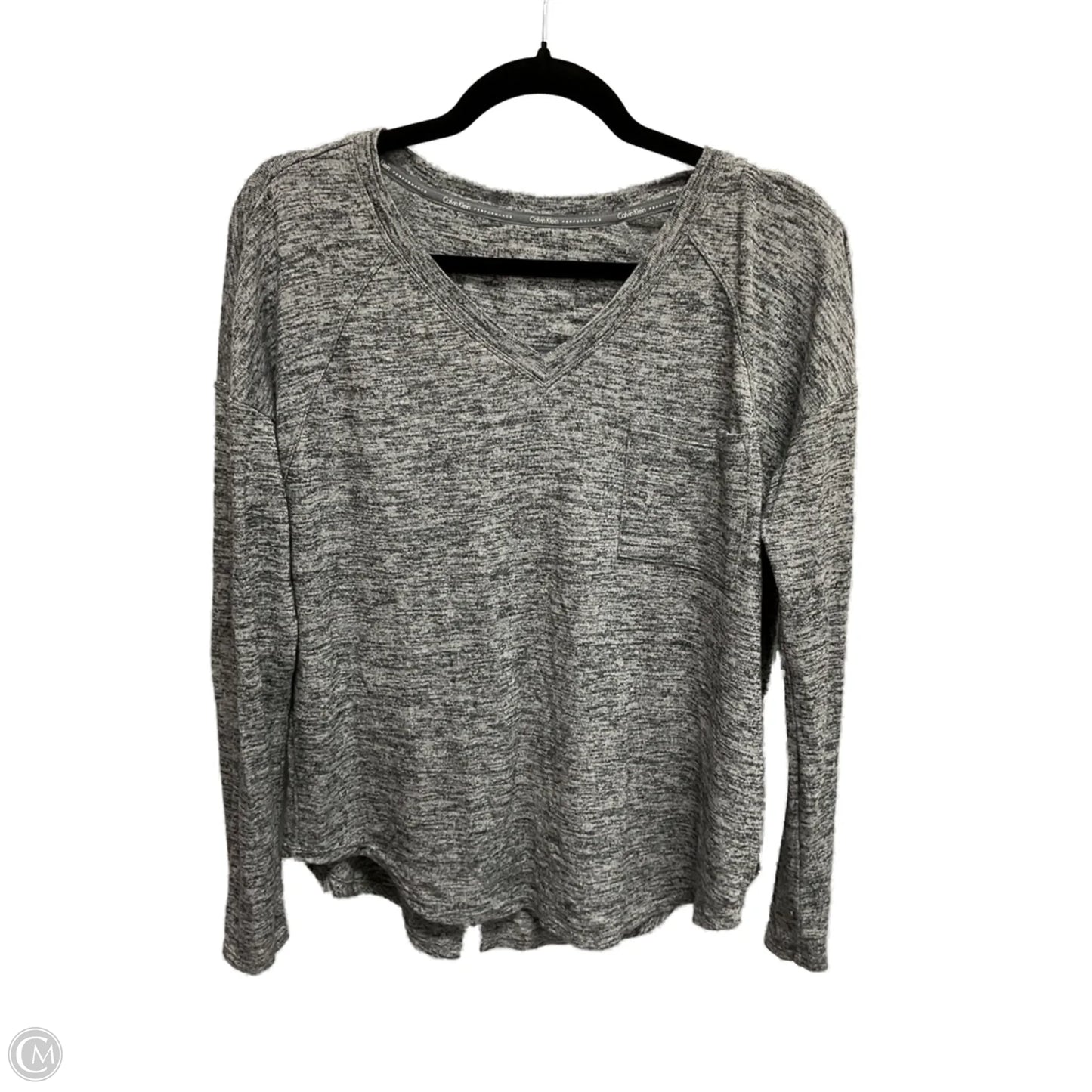 Top Long Sleeve Basic By Calvin Klein In Grey, Size: S