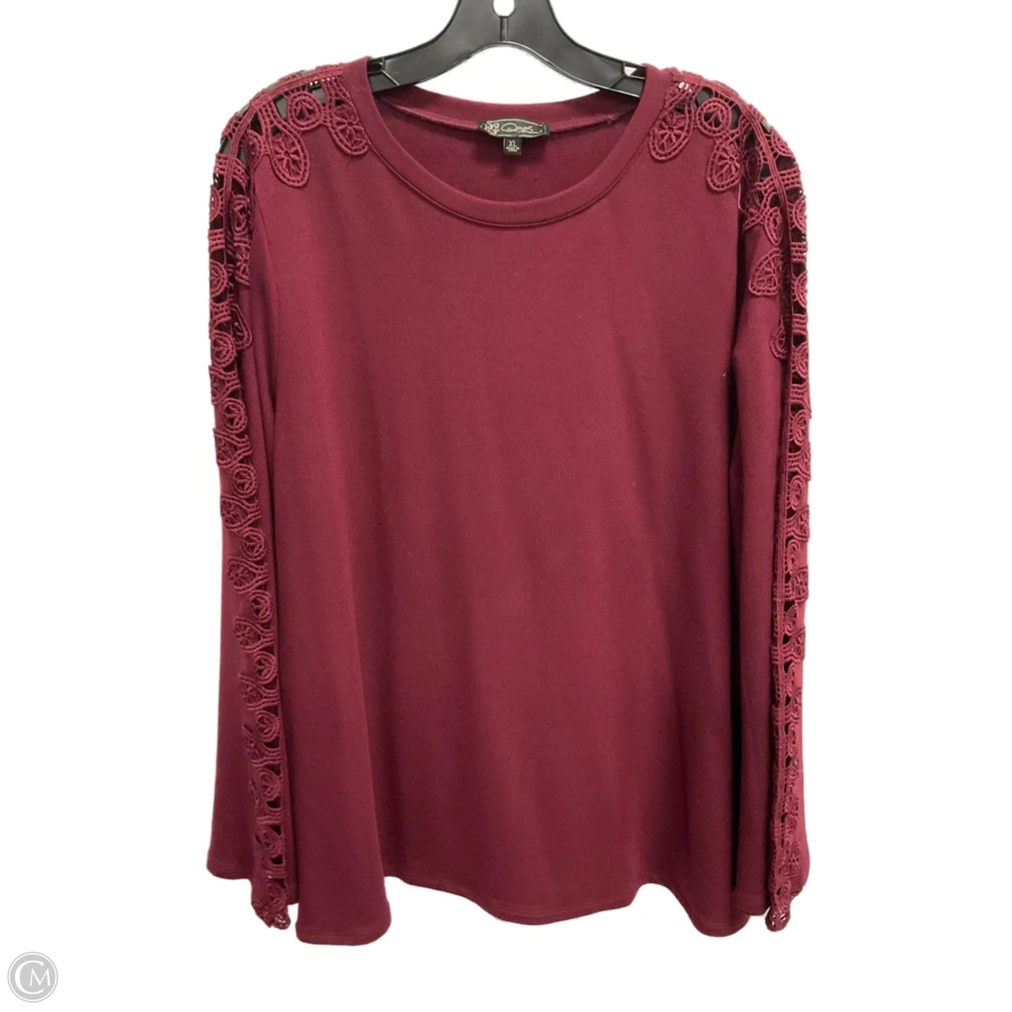 Top Long Sleeve By Dg2 In Maroon, Size: Xl