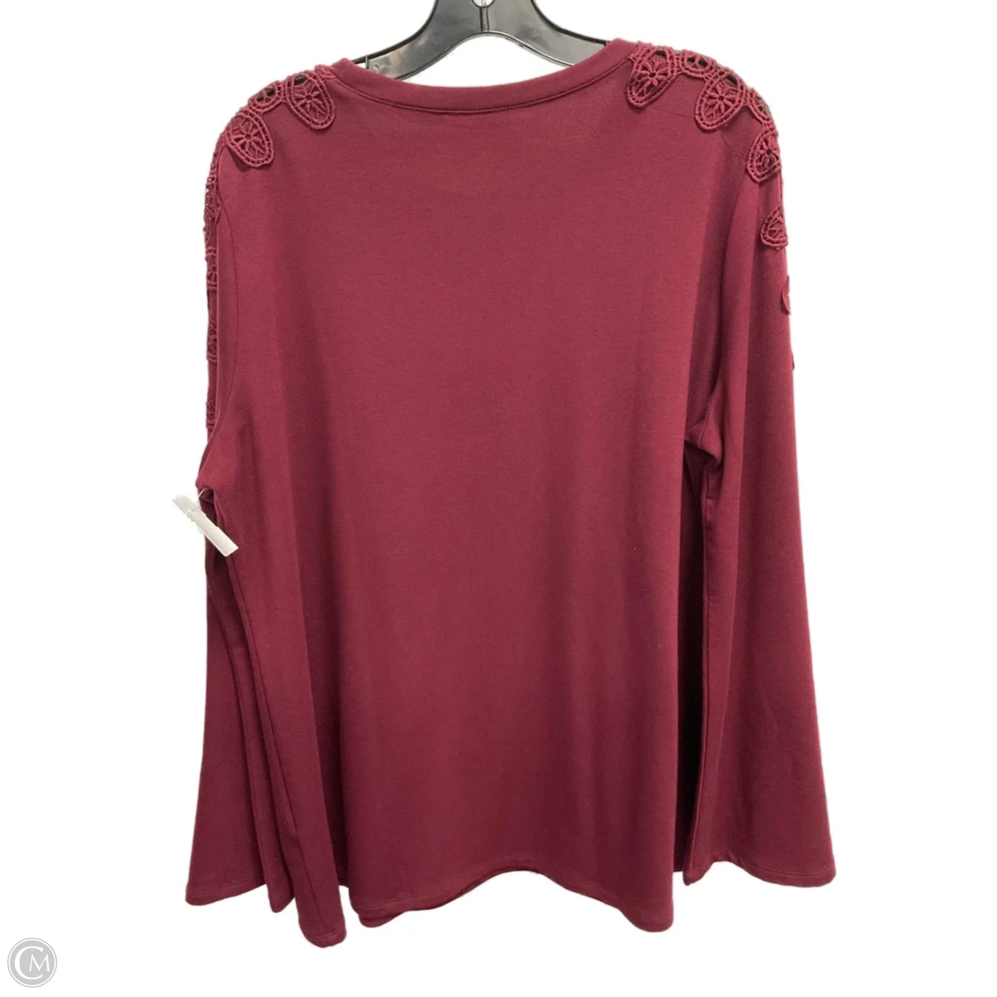 Top Long Sleeve By Dg2 In Maroon, Size: Xl