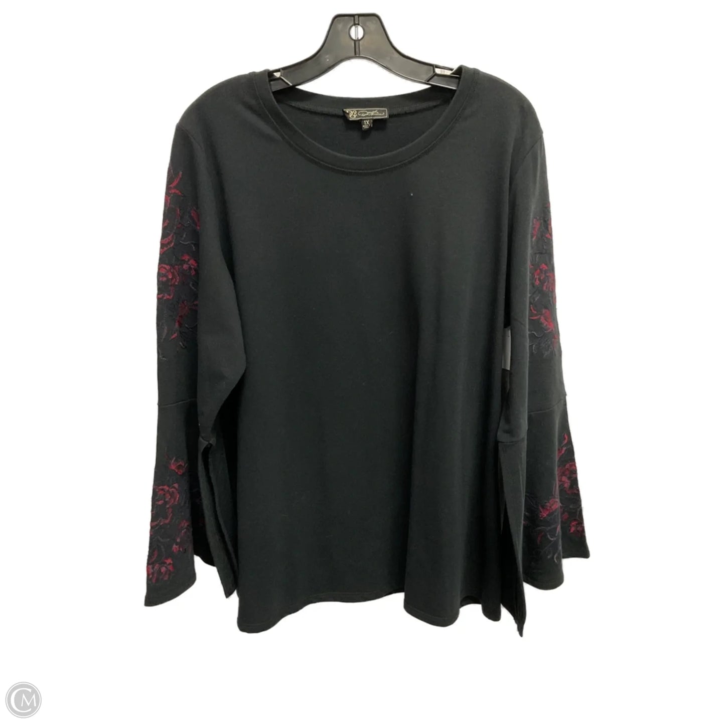 Top Long Sleeve By Dg2 In Black, Size: 1x