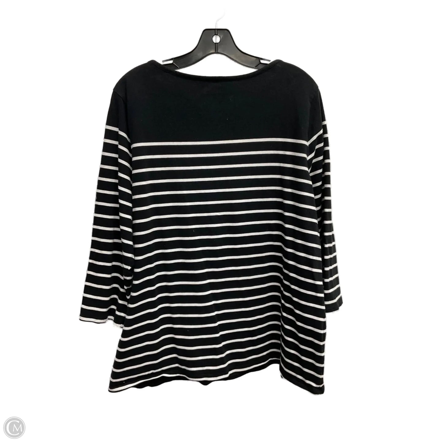 Top 3/4 Sleeve Basic By Time And Tru In Striped Pattern, Size: Xxl