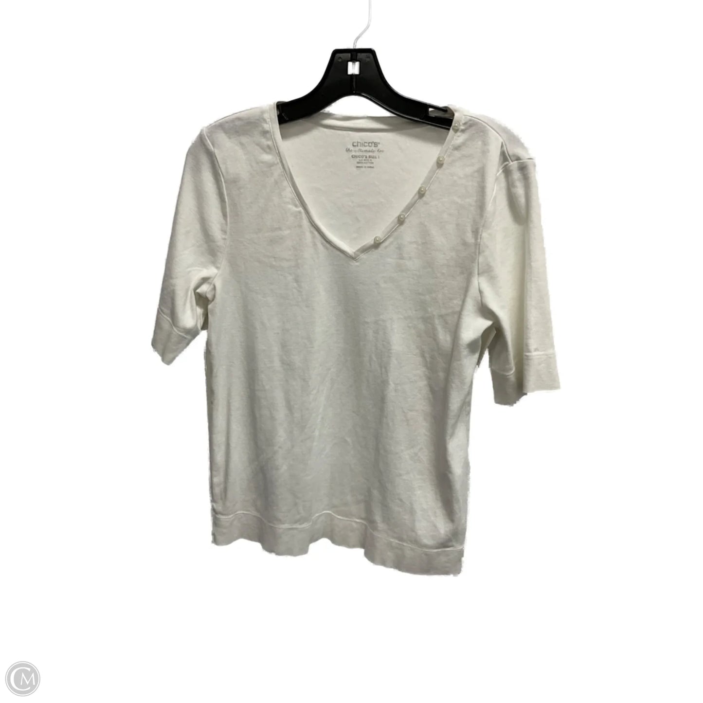 Top Short Sleeve Basic By Chicos In White, Size: M