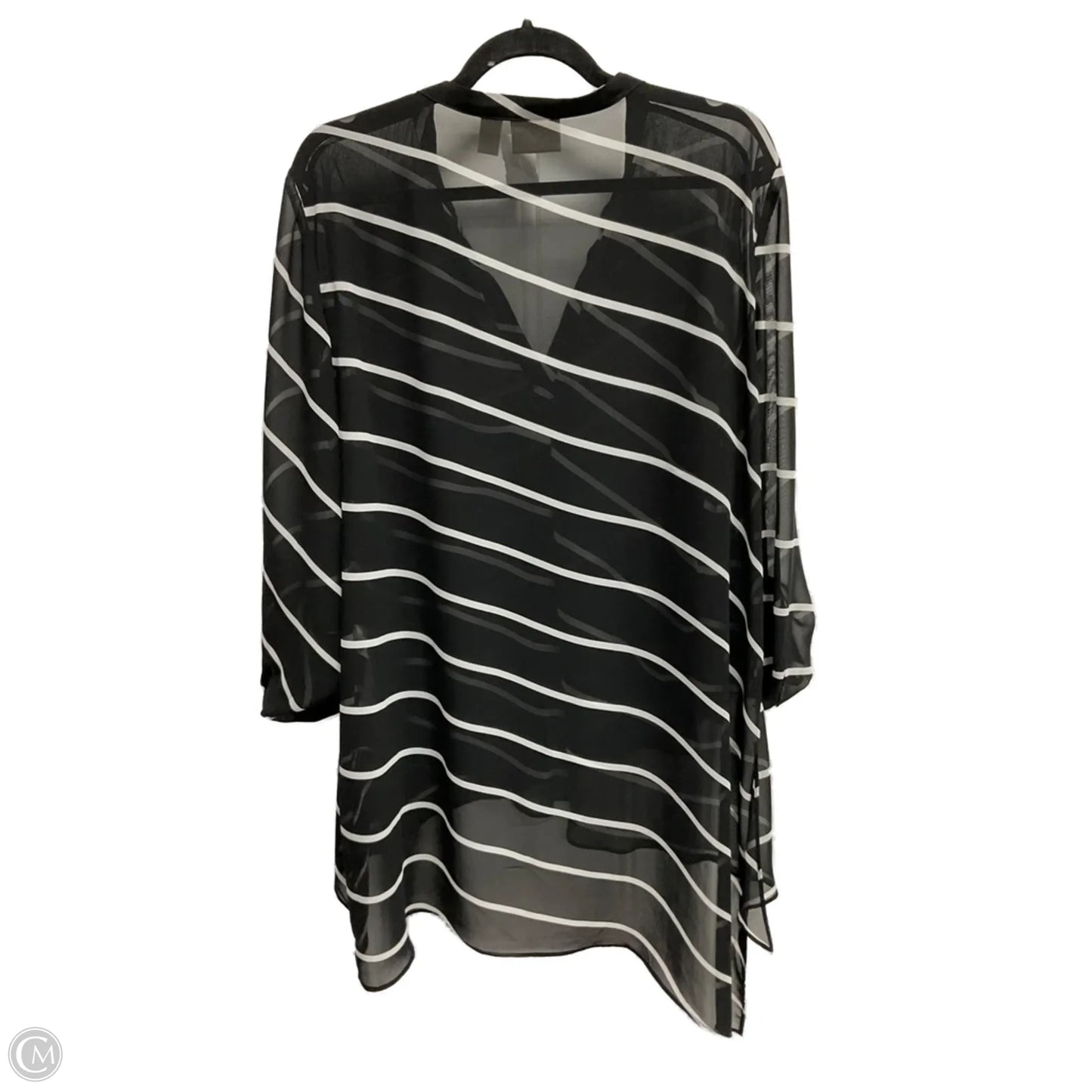 Top 3/4 Sleeve By Chicos In Striped Pattern, Size: Xl