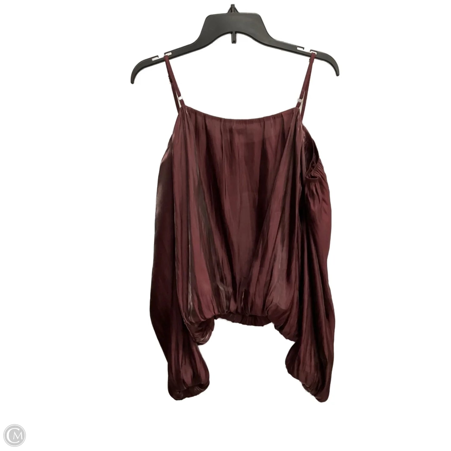 Blouse Long Sleeve By Cache In Maroon, Size: L