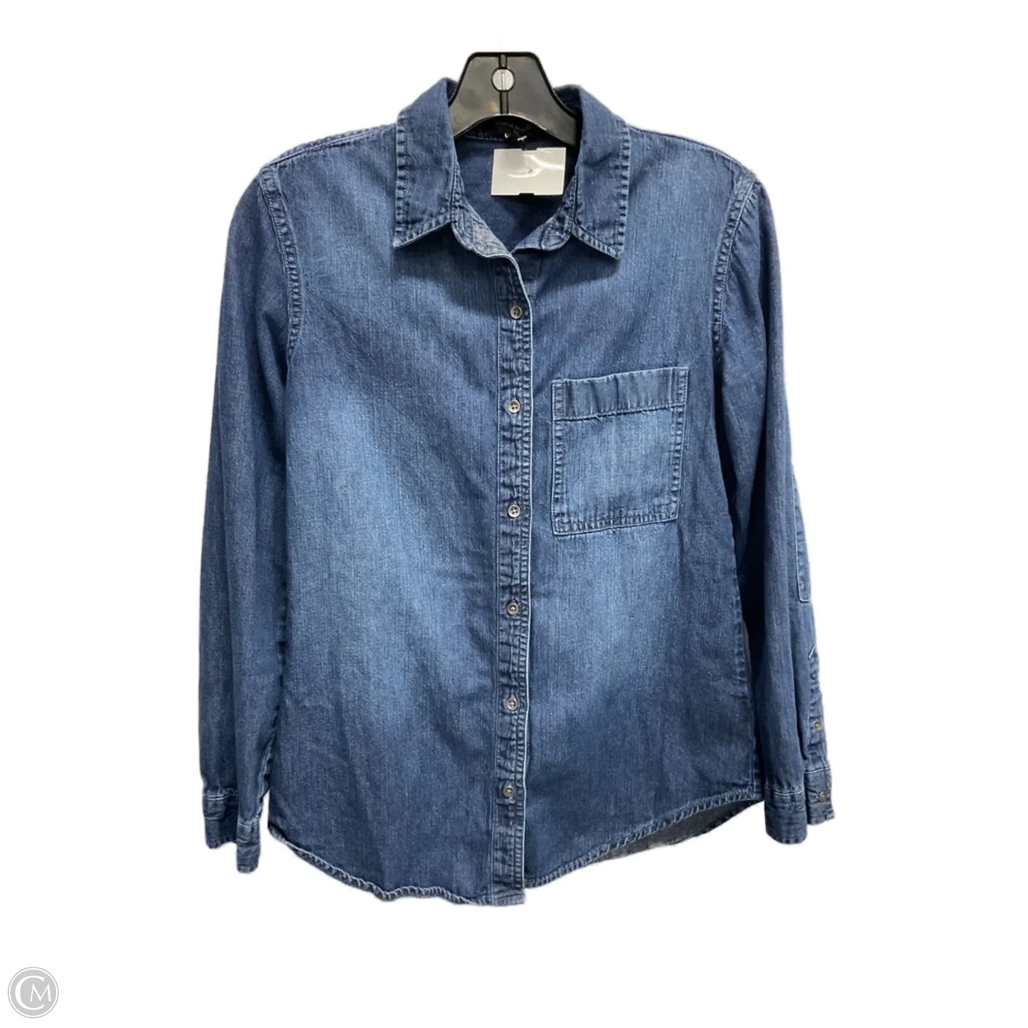 Top Long Sleeve By Banana Republic In Blue Denim, Size: Xs