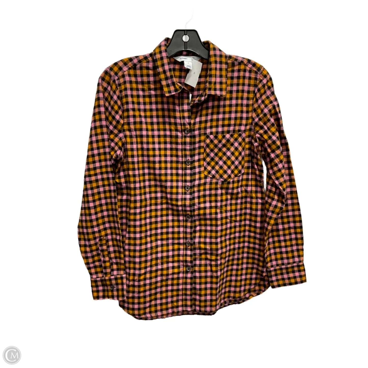 Top Long Sleeve By Old Navy In Checkered Pattern, Size: S