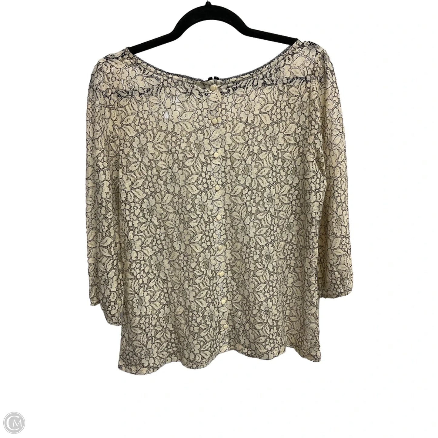 Top 3/4 Sleeve By Loft In Cream, Size: M
