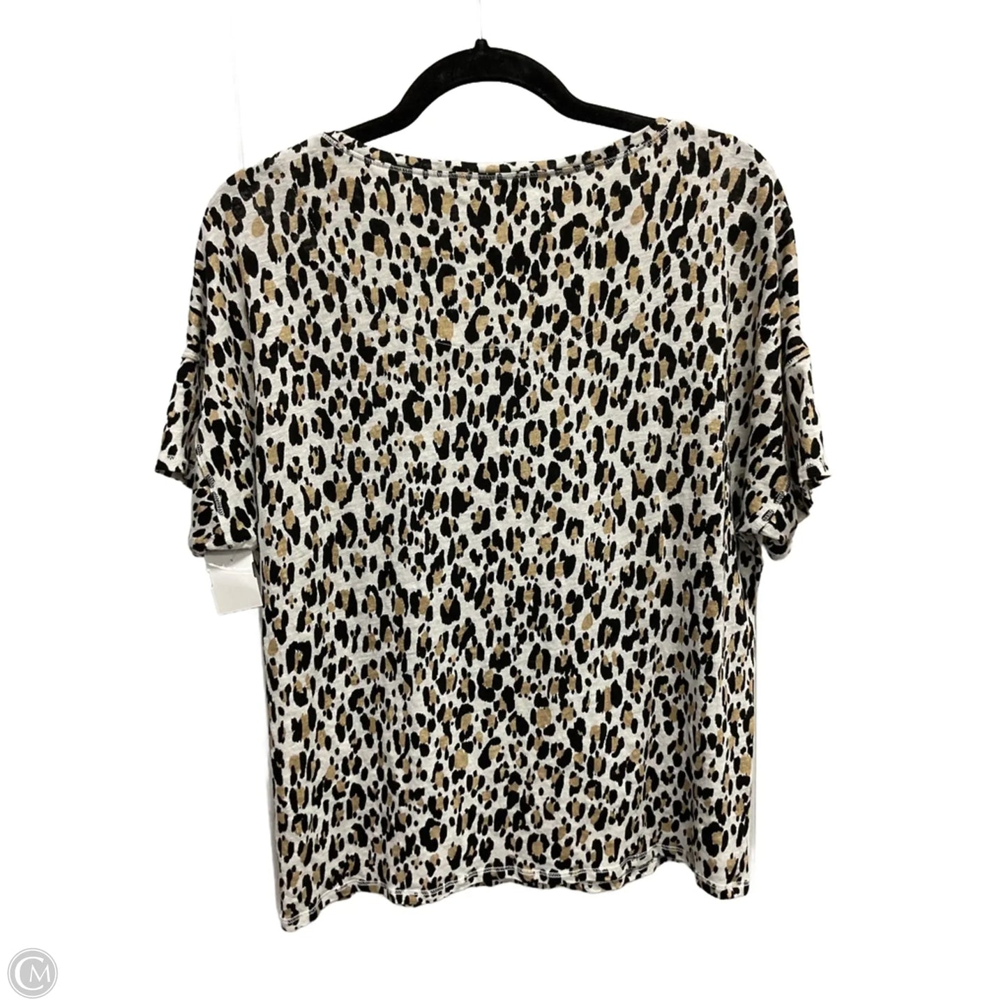 Top Short Sleeve Basic By Chicos In Leopard Print, Size: L