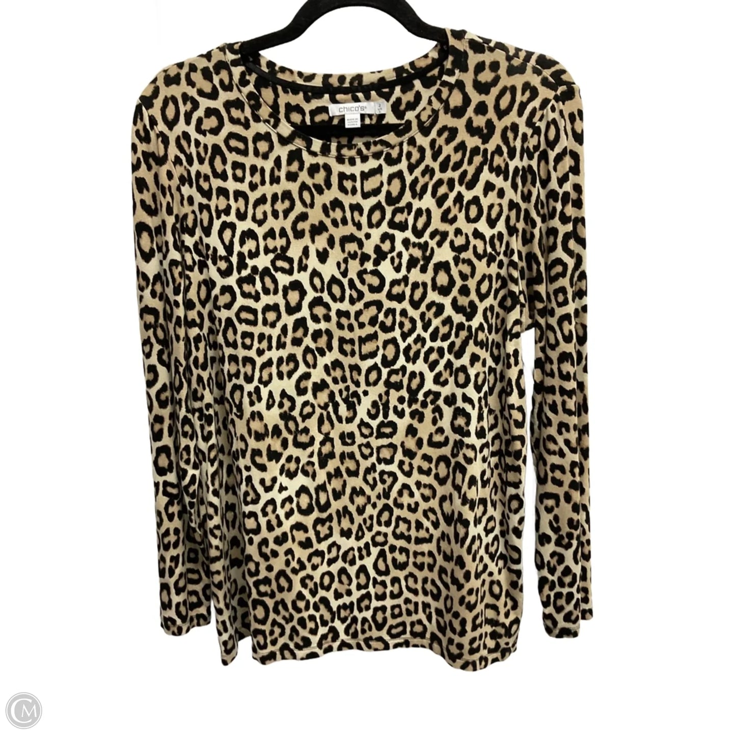 Top Long Sleeve Basic By Chicos In Leopard Print, Size: L