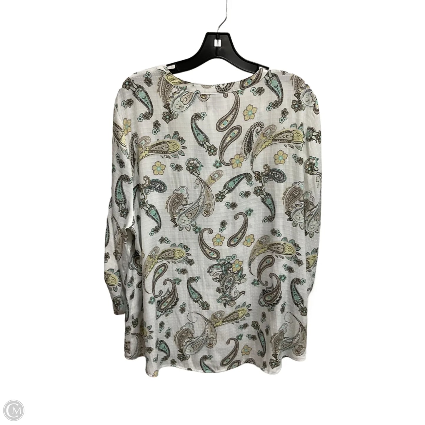 Blouse Long Sleeve By Chicos In Paisley Print, Size: Xl