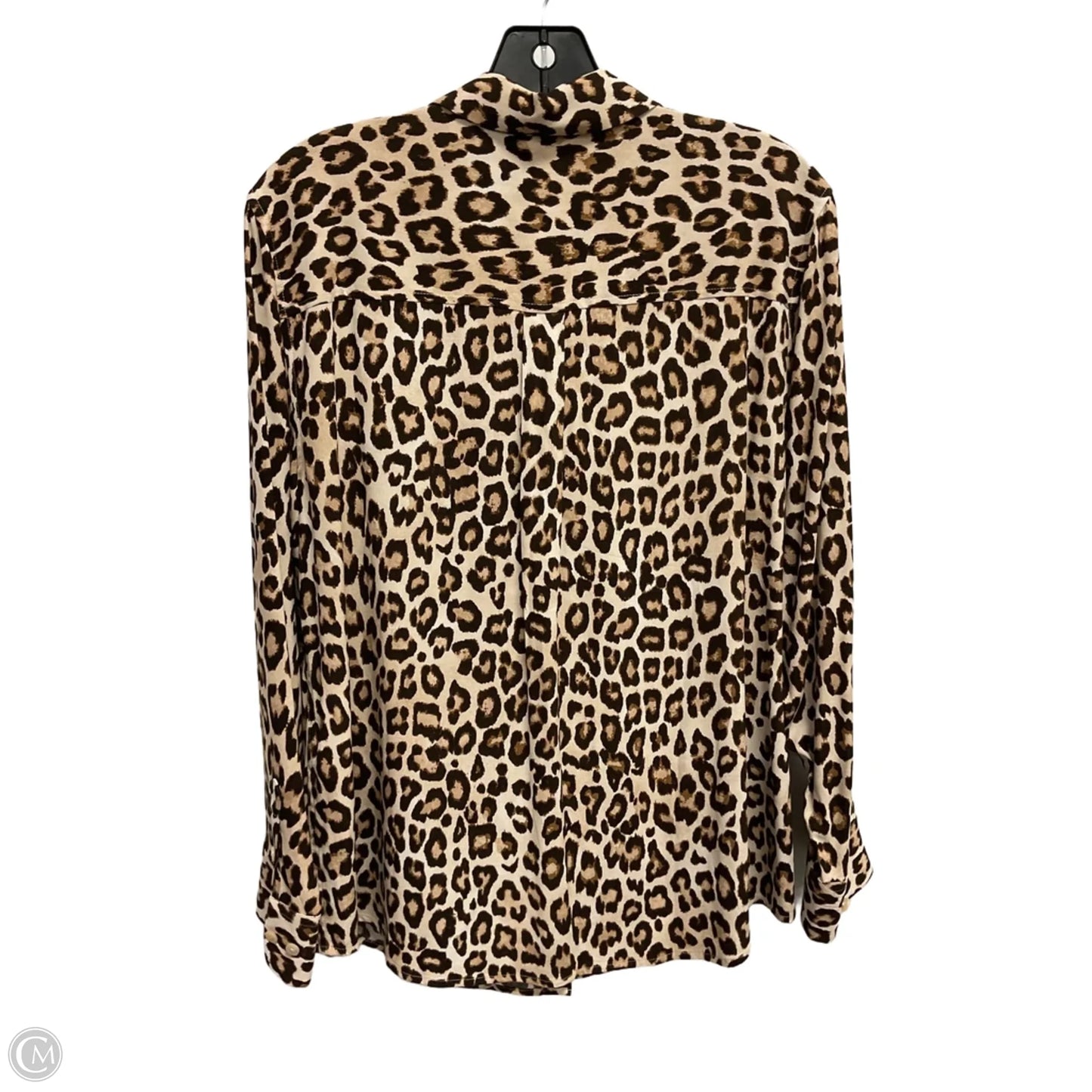 Blouse Long Sleeve By Chicos In Leopard Print, Size: Lp