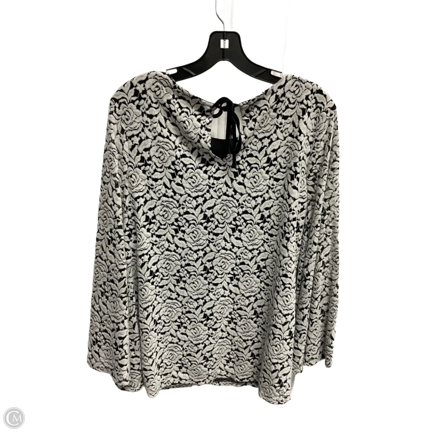 Blouse Long Sleeve By Chicos In Black & White, Size: M
