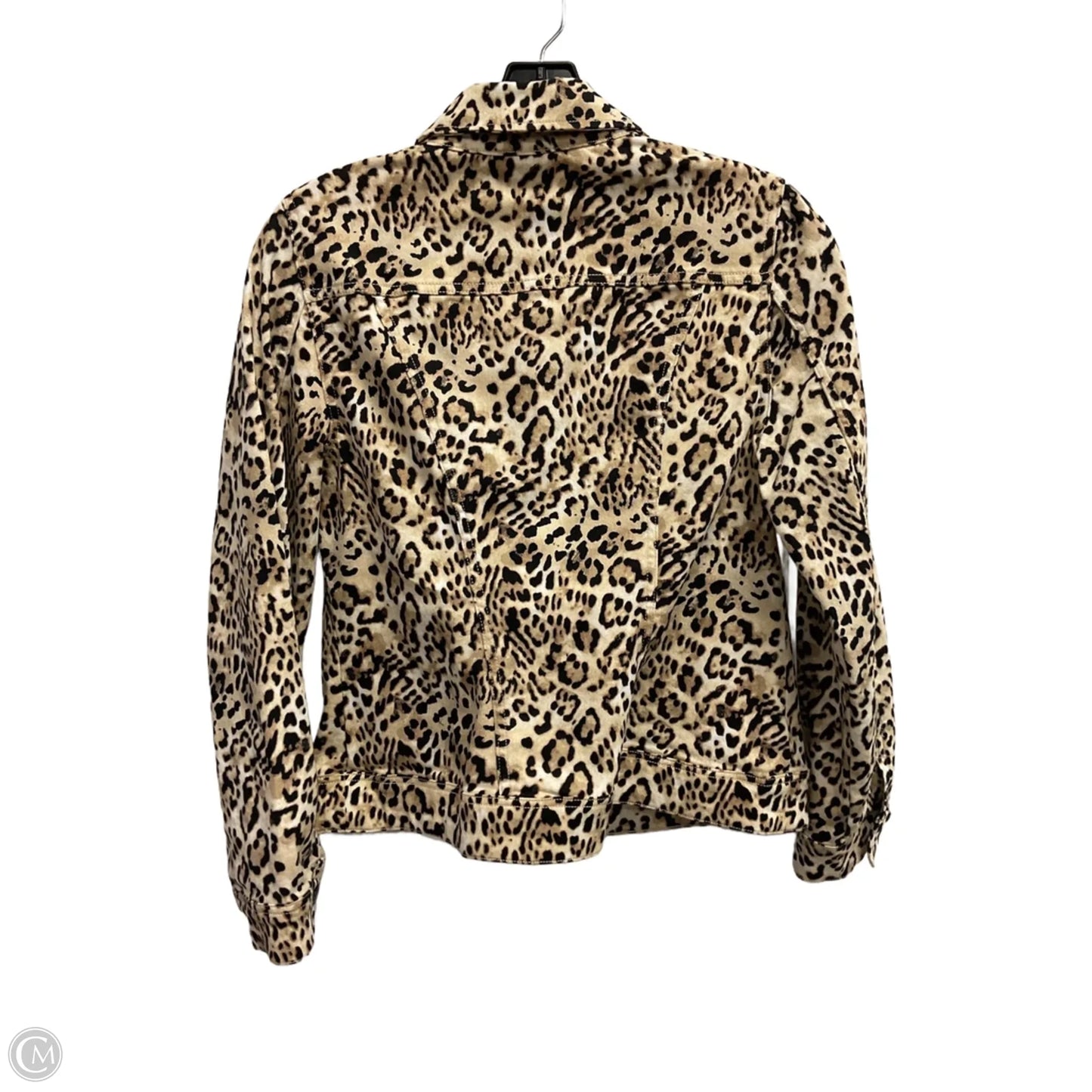 Jacket Denim By Chicos In Leopard Print, Size: S