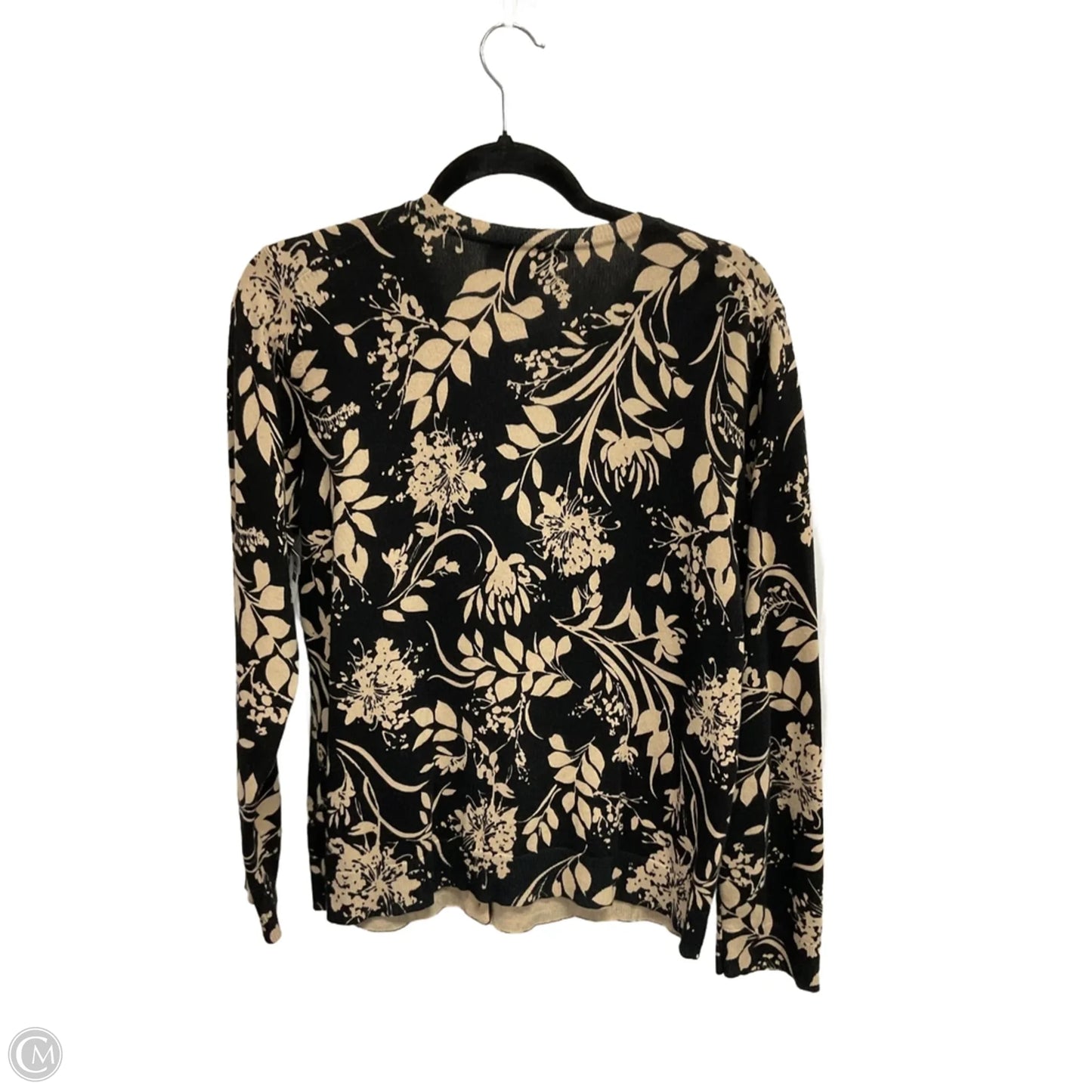 Cardigan By Karen Scott In Black & Tan, Size: L