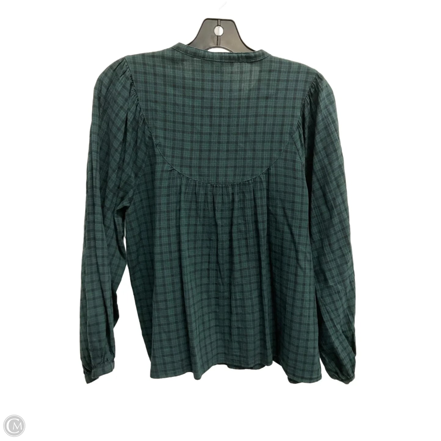 Top 3/4 Sleeve By Madewell In Plaid Pattern, Size: M