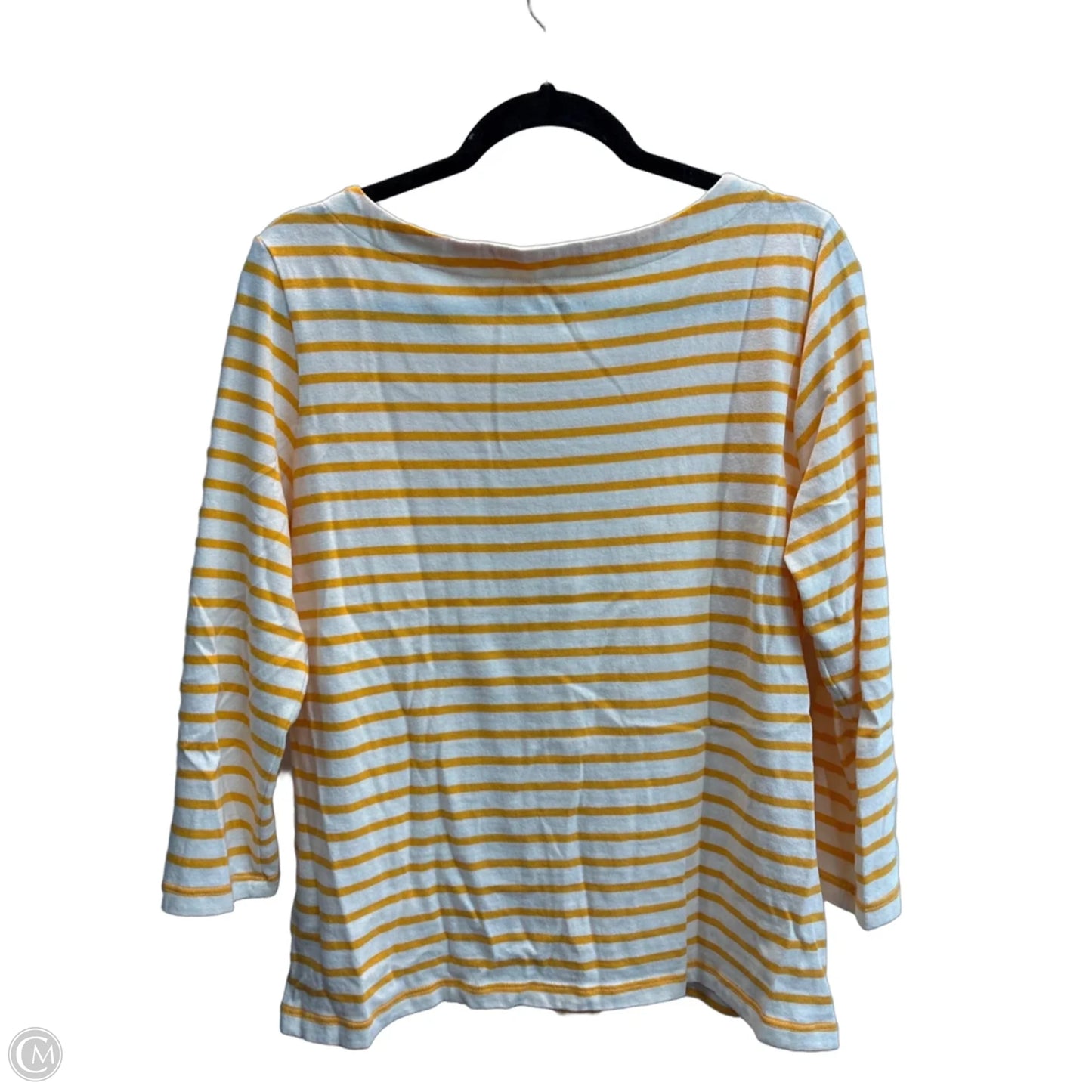 Top 3/4 Sleeve Basic By Lands End In Striped Pattern, Size: L