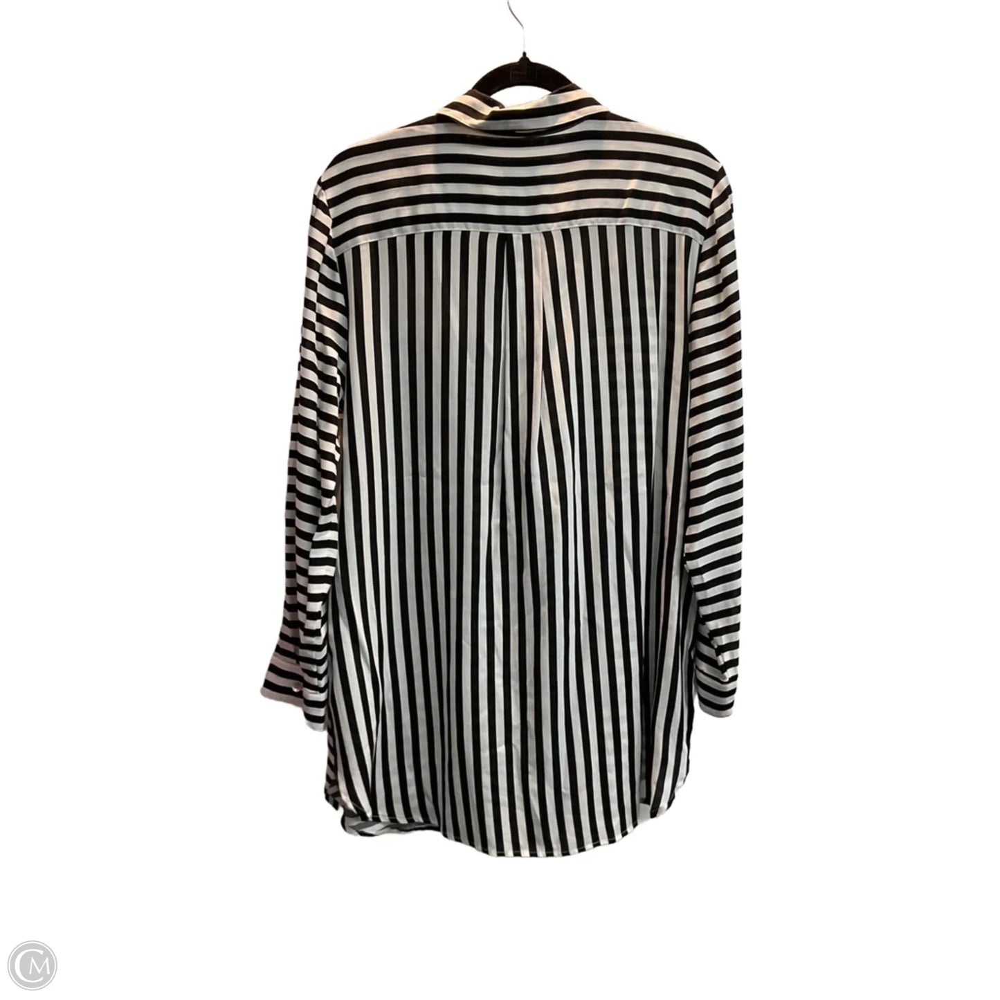 Blouse Long Sleeve By Chicos In Striped Pattern, Size: L