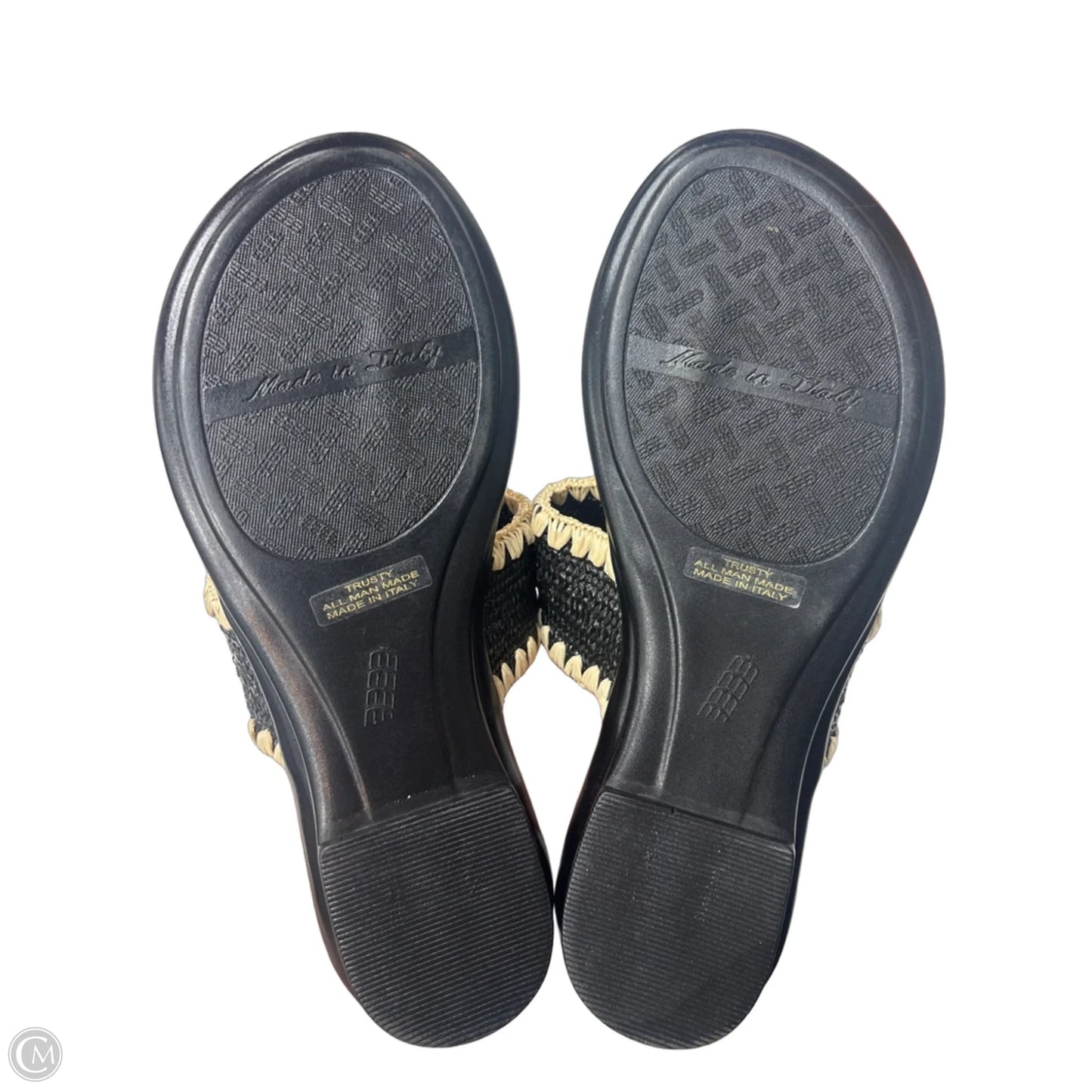 Sandals Flip Flops By Italian Shoemakers In Black, Size: 6