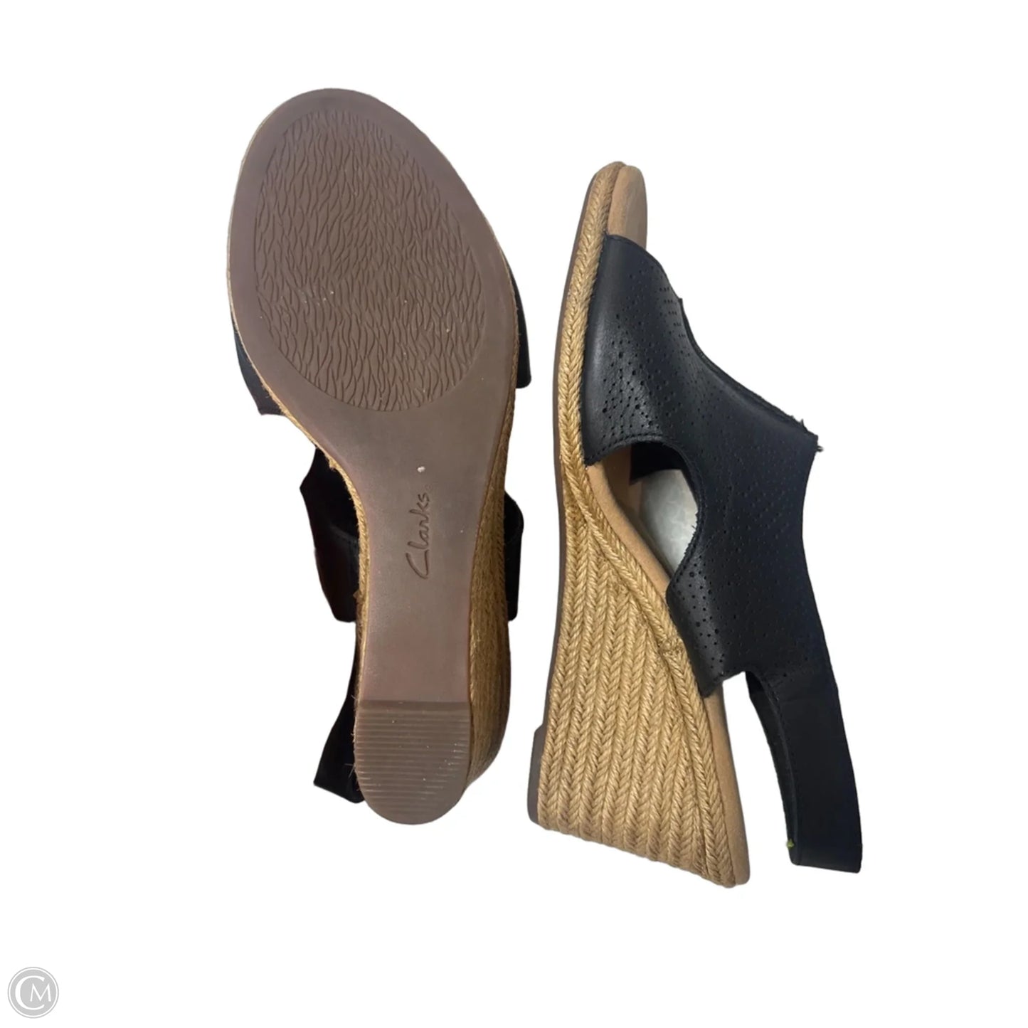 Sandals Heels Wedge By Clarks In Black, Size: 10