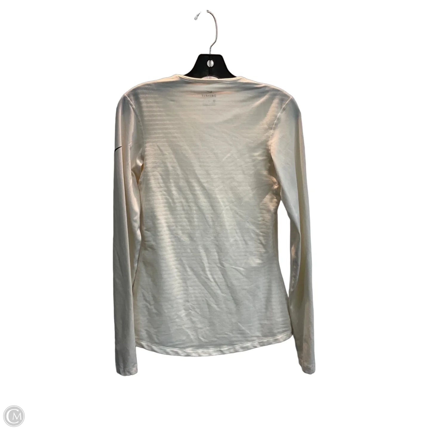 Athletic Top Long Sleeve Collar By Nike In White, Size: M