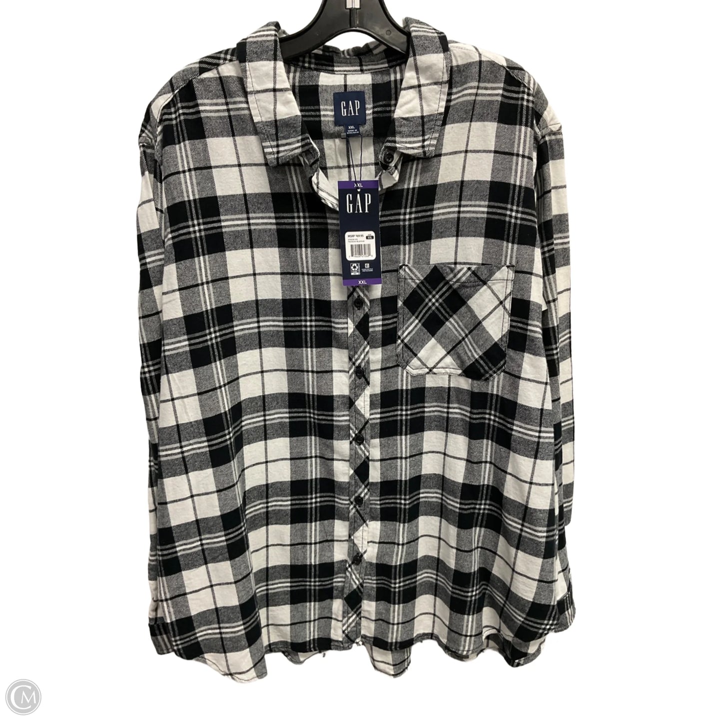Top Long Sleeve By Gap In Black & White, Size: Xxl