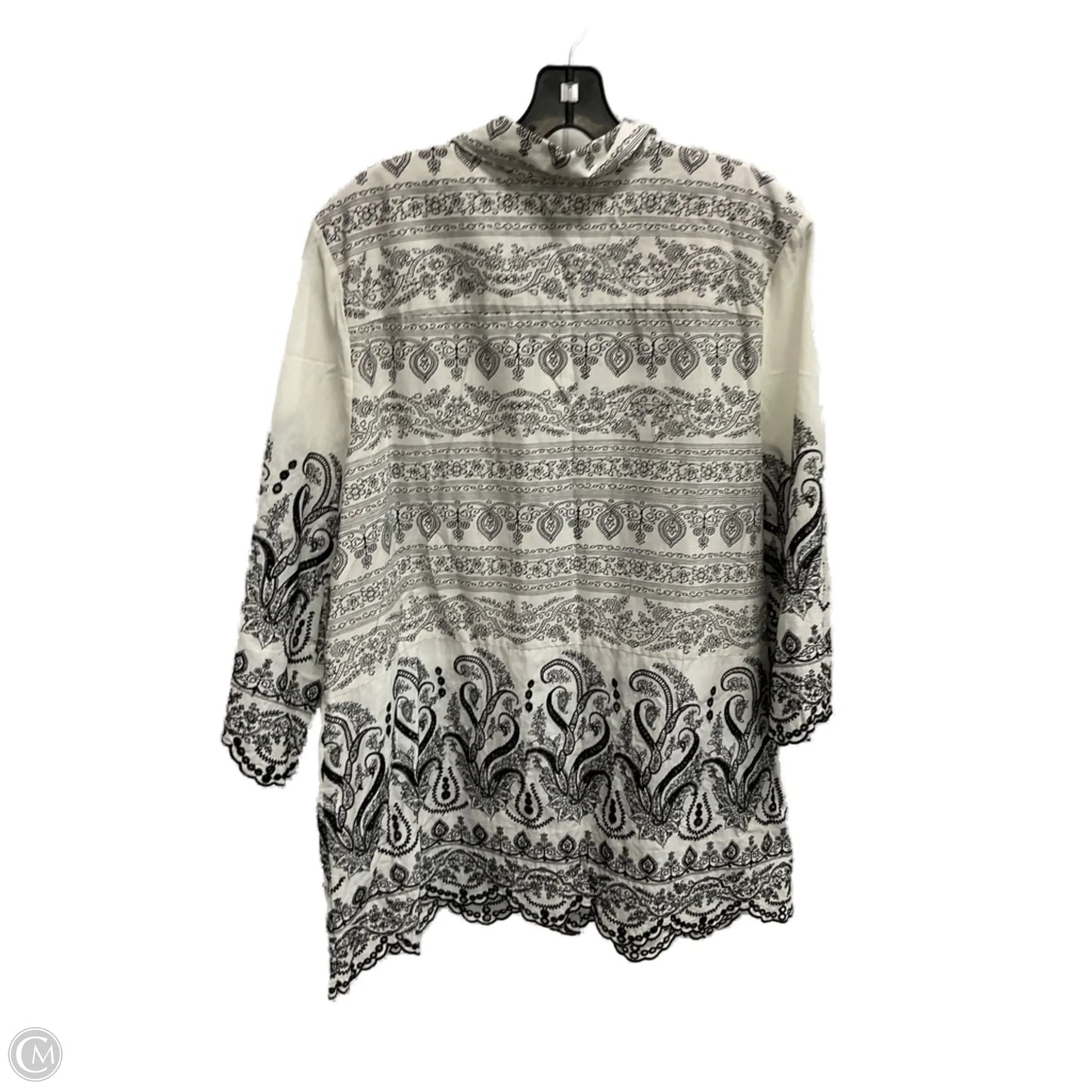 Top Long Sleeve By Chicos In Black & White, Size: L