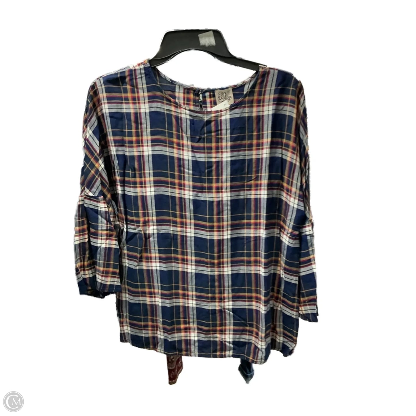 Top Long Sleeve By Como Vintage In Plaid Pattern, Size: M