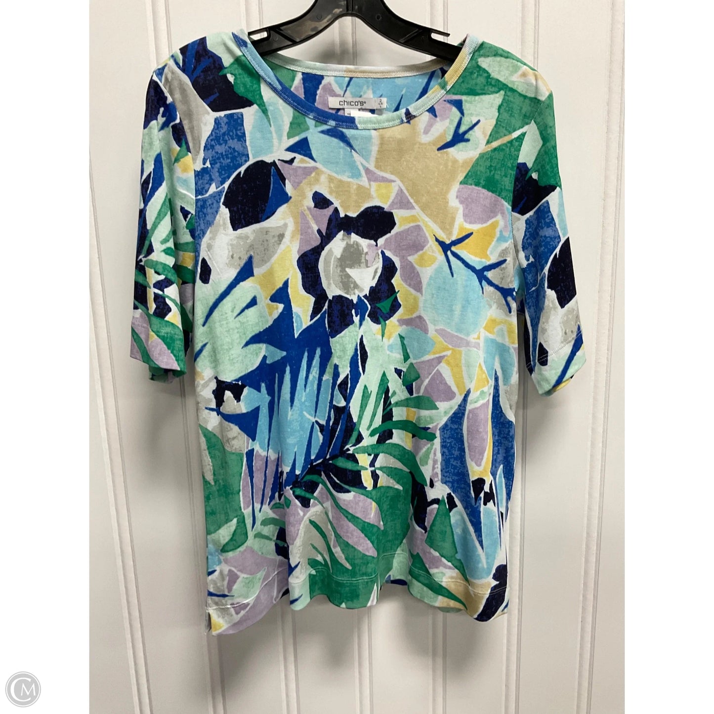 Top Short Sleeve By Chicos In Multi-colored, Size: L