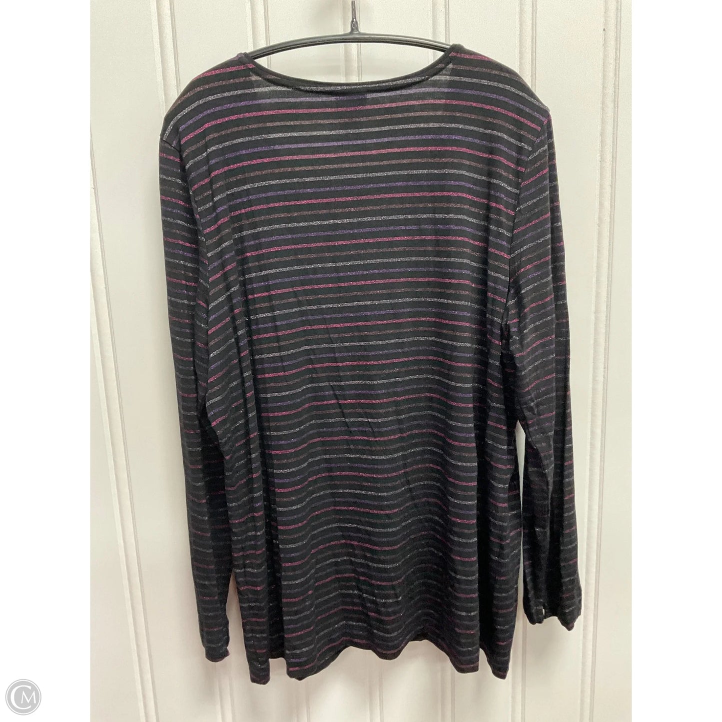 Top Long Sleeve Basic By Chicos In Striped Pattern, Size: Xl