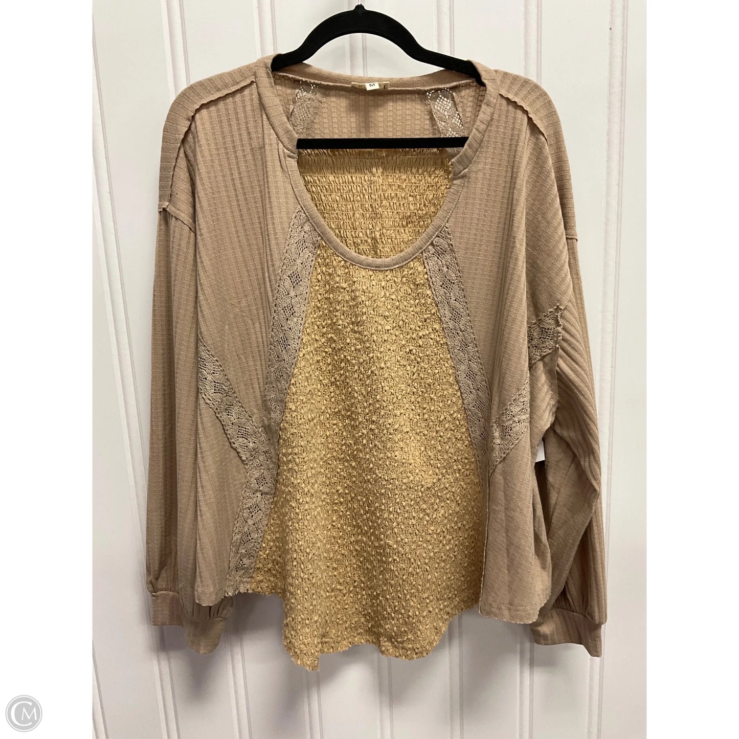 Top Long Sleeve By Pol In Brown, Size: M