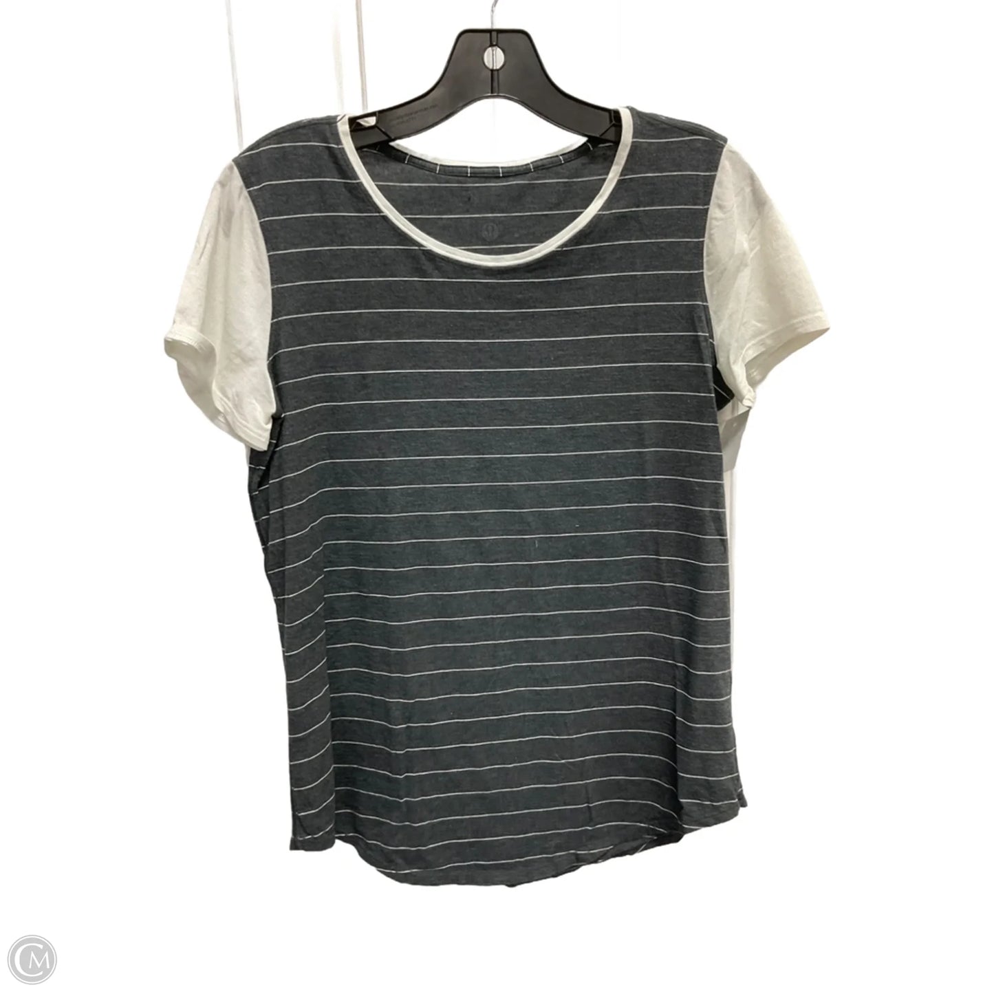 Athletic Top Short Sleeve By Lululemon In Striped Pattern, Size: M