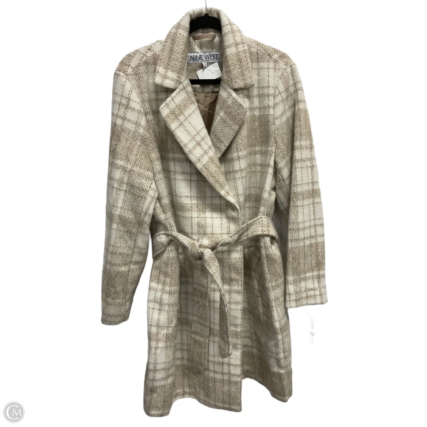 Coat Trench Coat By Nine West In Plaid Pattern, Size: Xxl