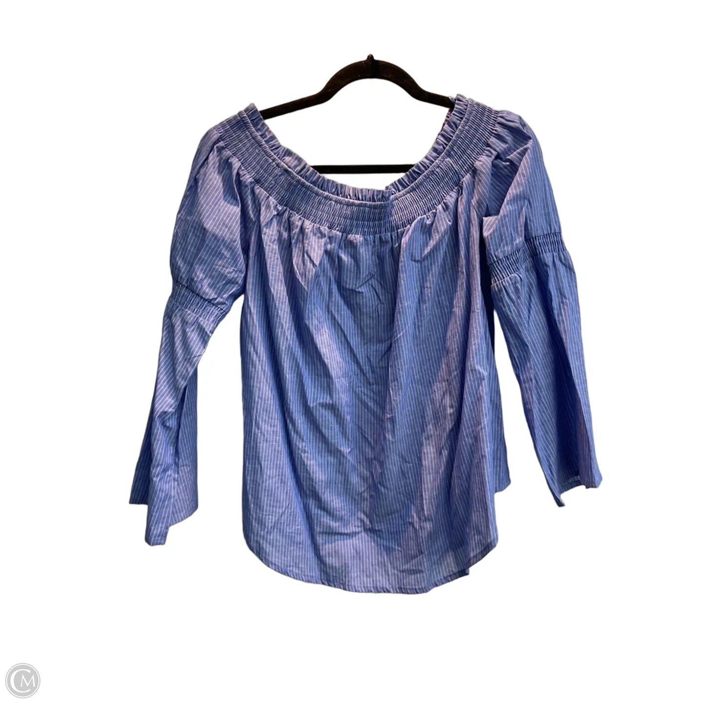 Top Long Sleeve By Express In Blue & White, Size: L
