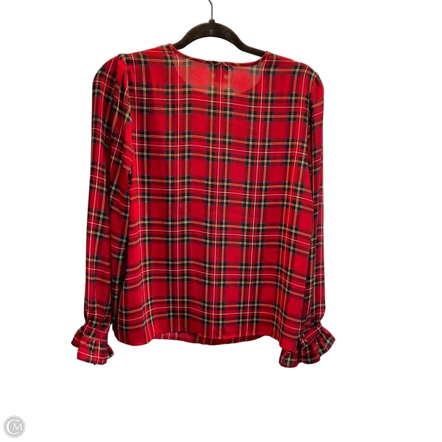 Blouse Long Sleeve By J. Crew In Plaid Pattern, Size: S