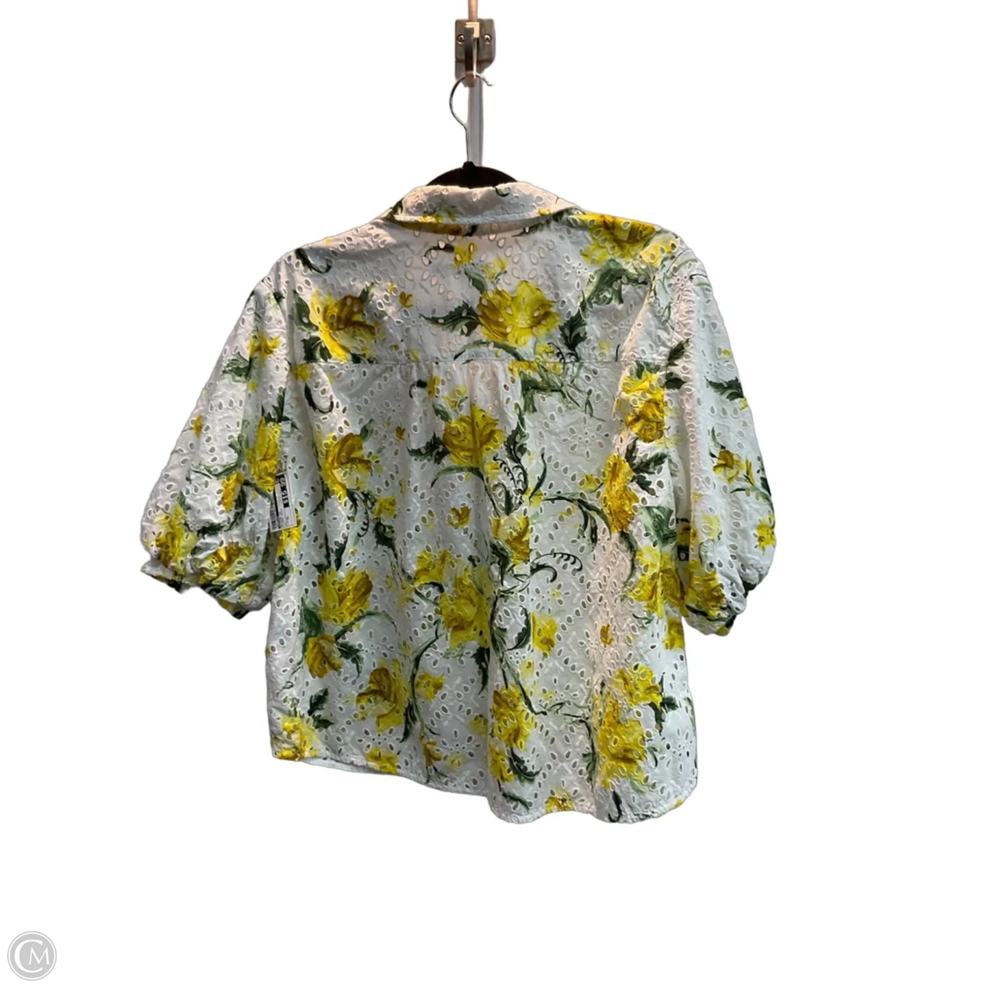 Blouse Short Sleeve By Chicos In Floral Print, Size: Xl
