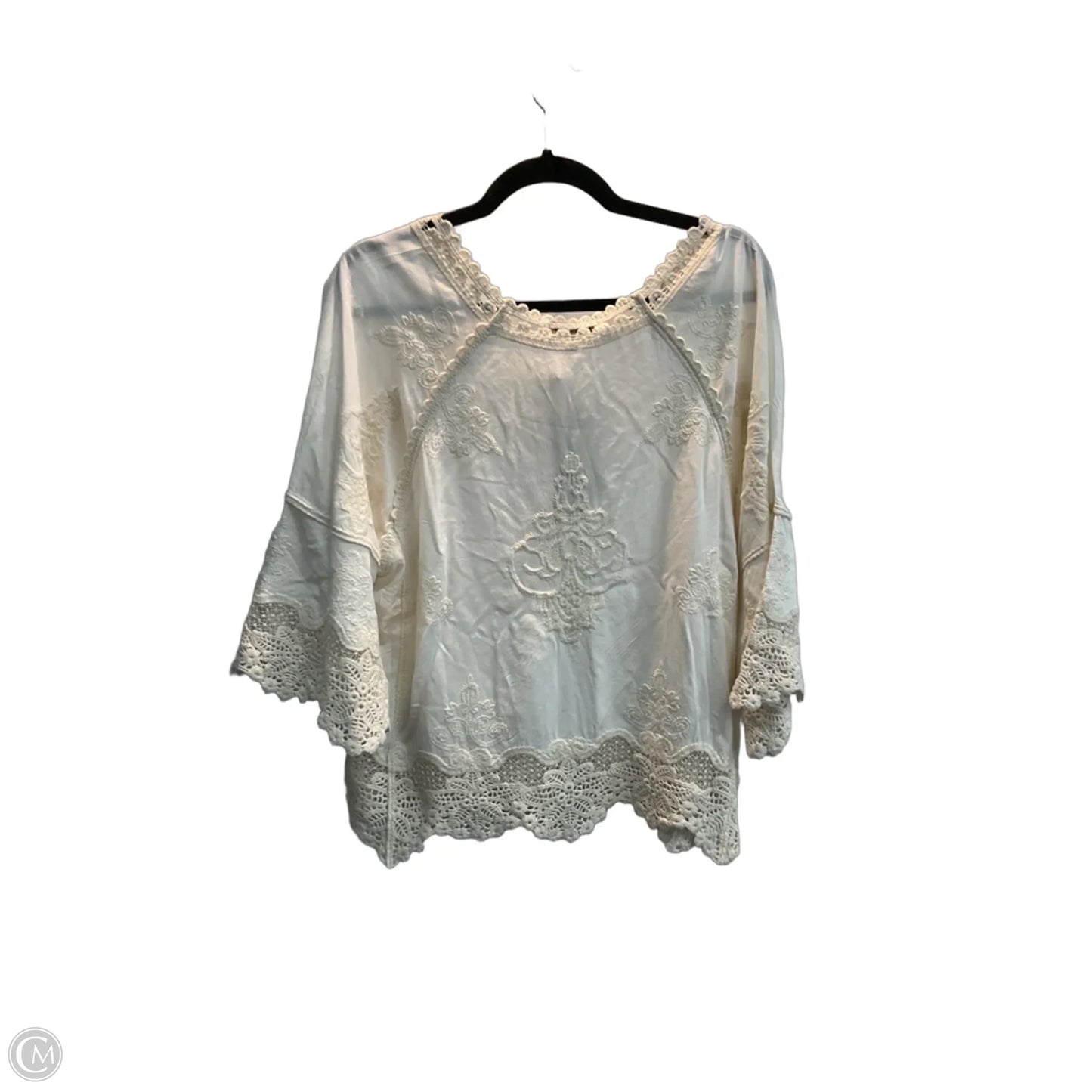 Top Long Sleeve By Democracy In Cream, Size: L