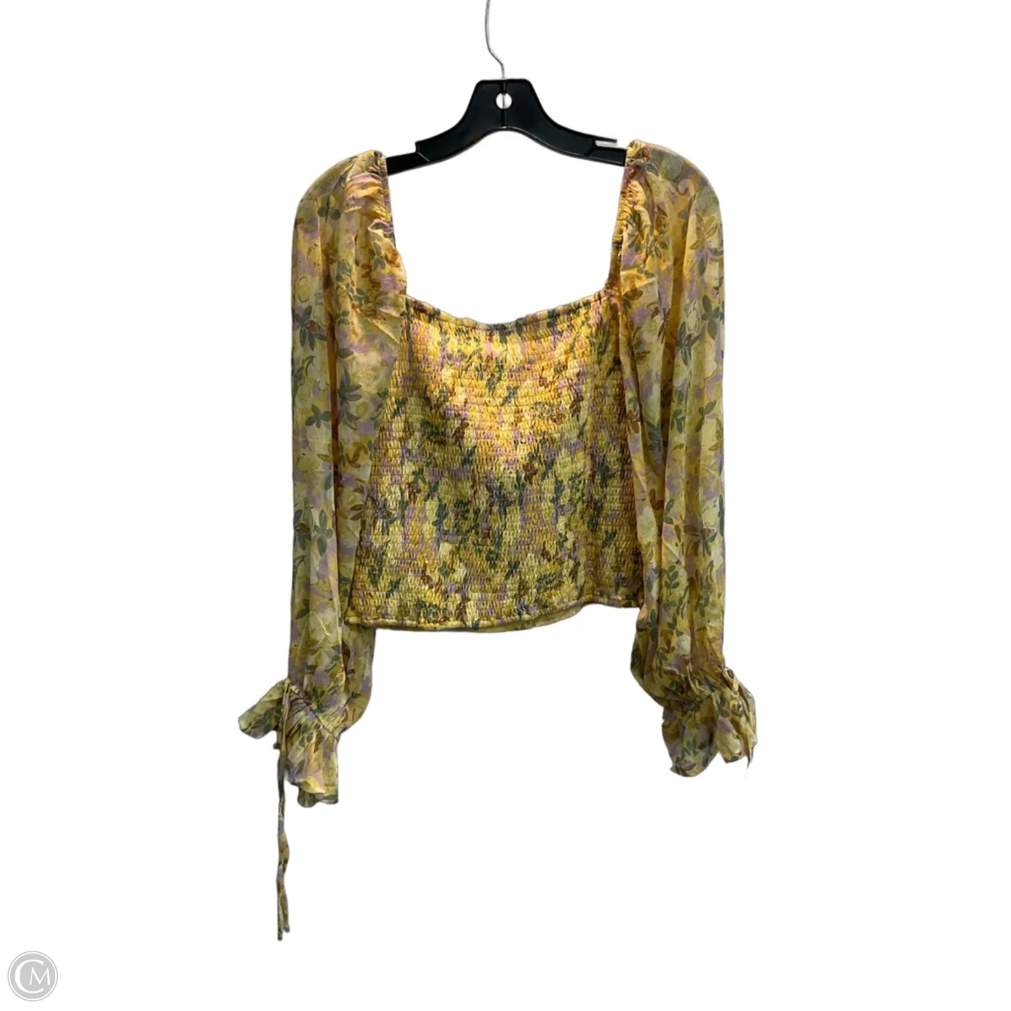 Blouse Long Sleeve By Promesa In Yellow, Size: L