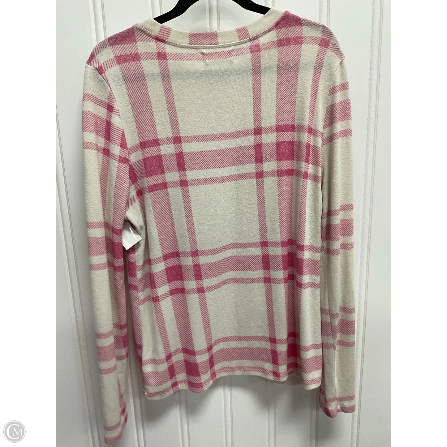 Top Long Sleeve By Anthropologie In Pink & White, Size: L