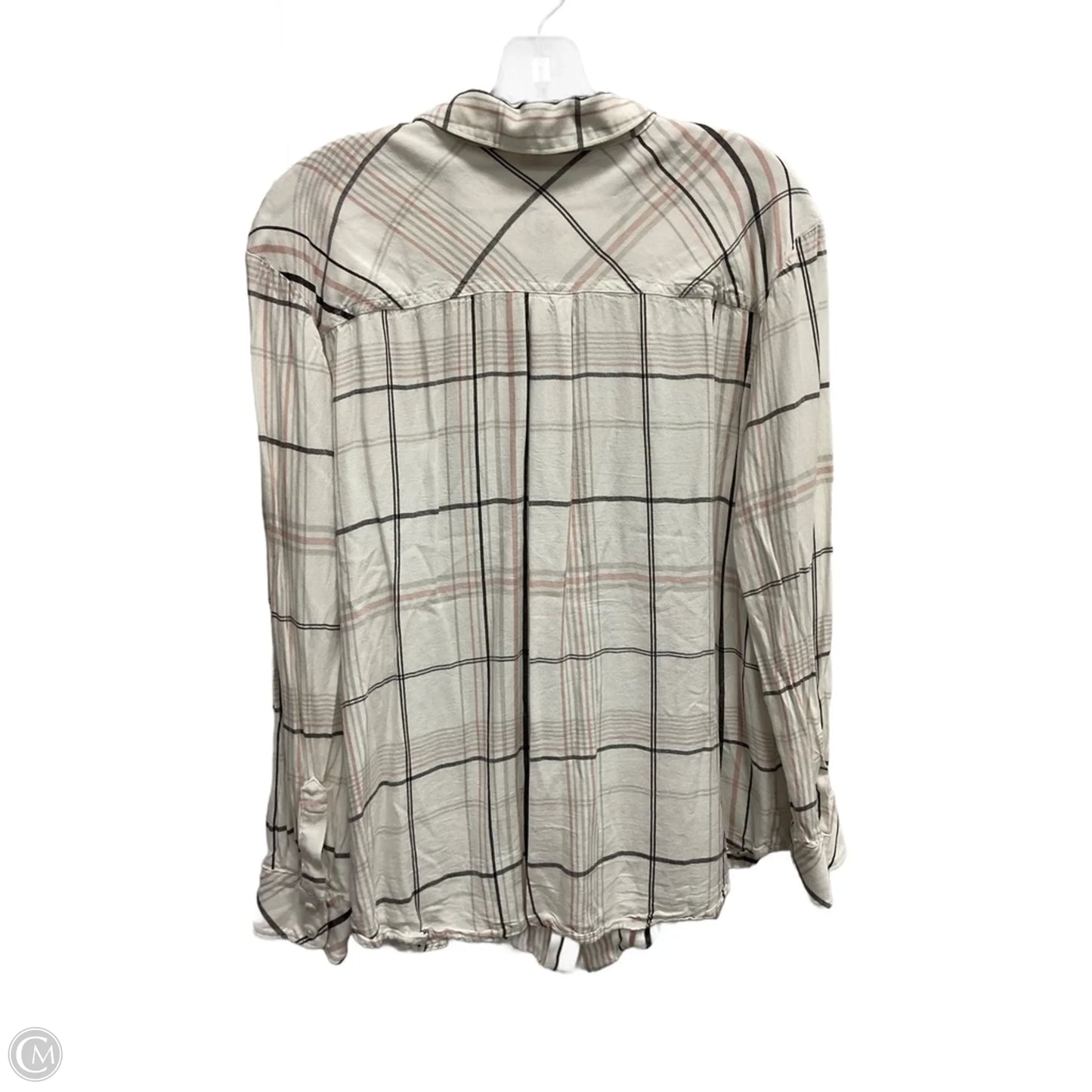 Top Long Sleeve By Chicos In Pink & White, Size: Xl