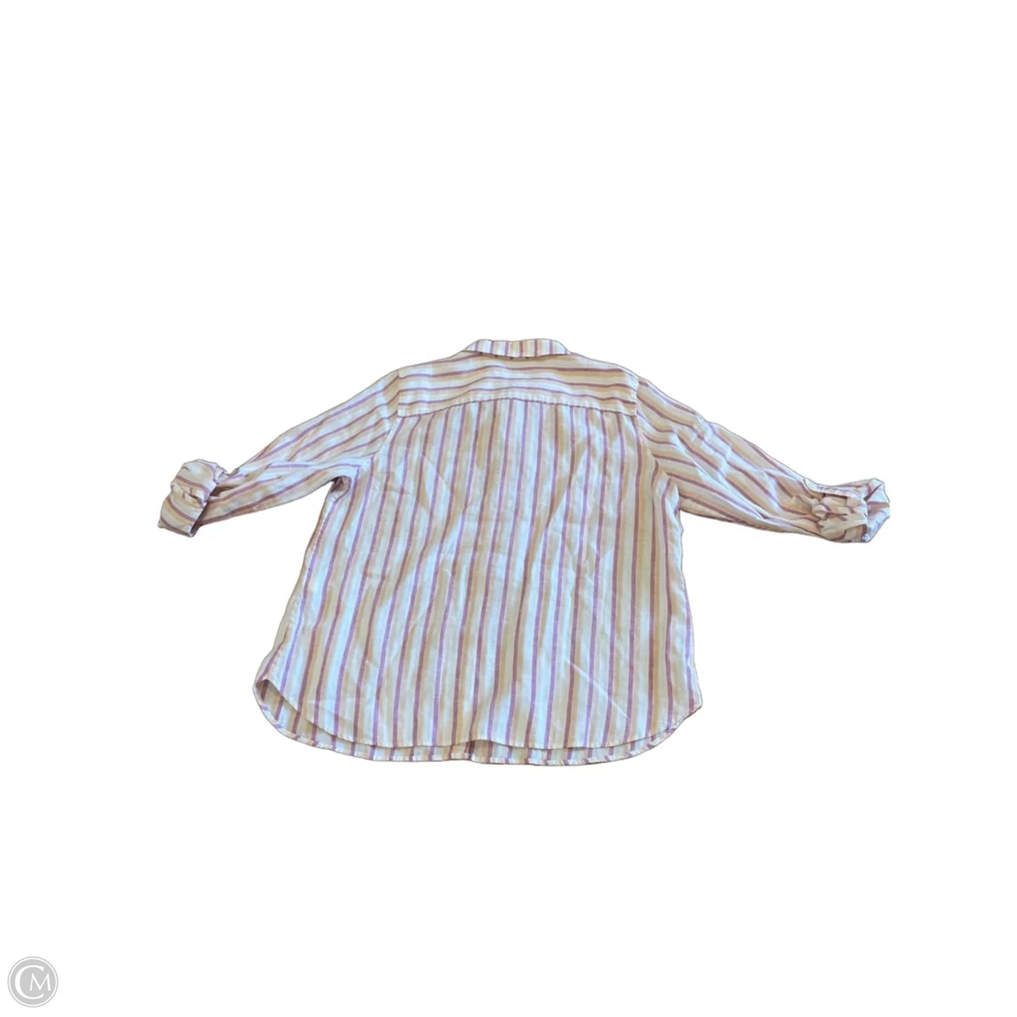 Blouse Long Sleeve By Chicos In Striped Pattern, Size: L
