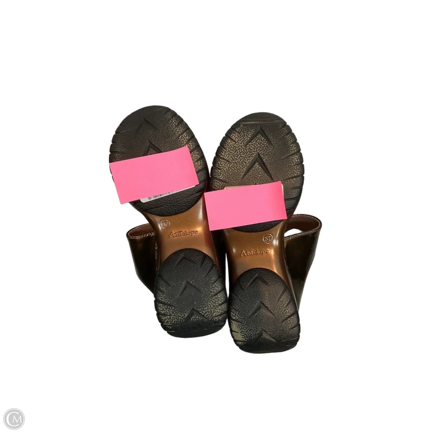 Sandals Heels Block By Clothes Mentor In Bronze, Size: 6.5