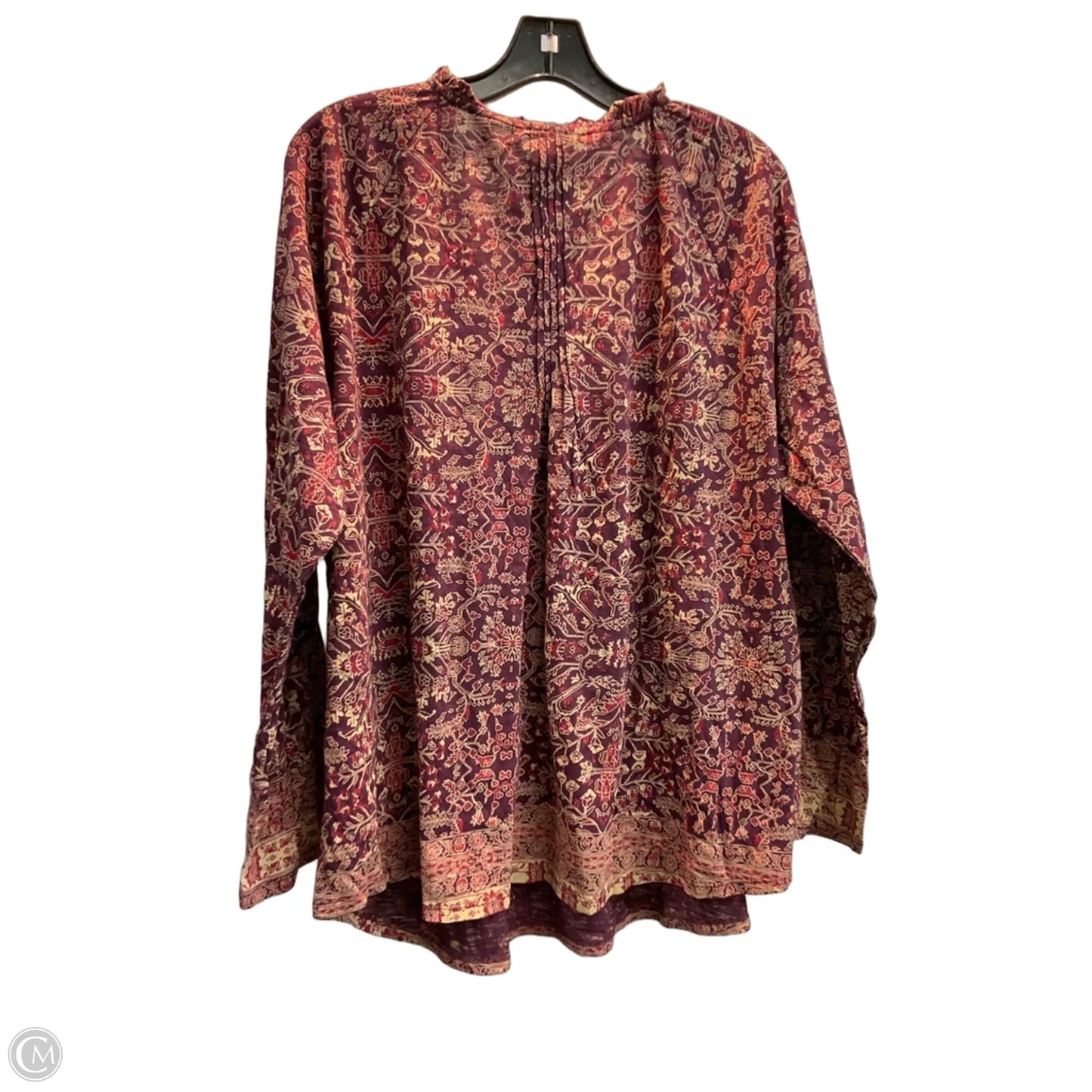 Blouse Long Sleeve By Lucky Brand In Maroon, Size: 2x