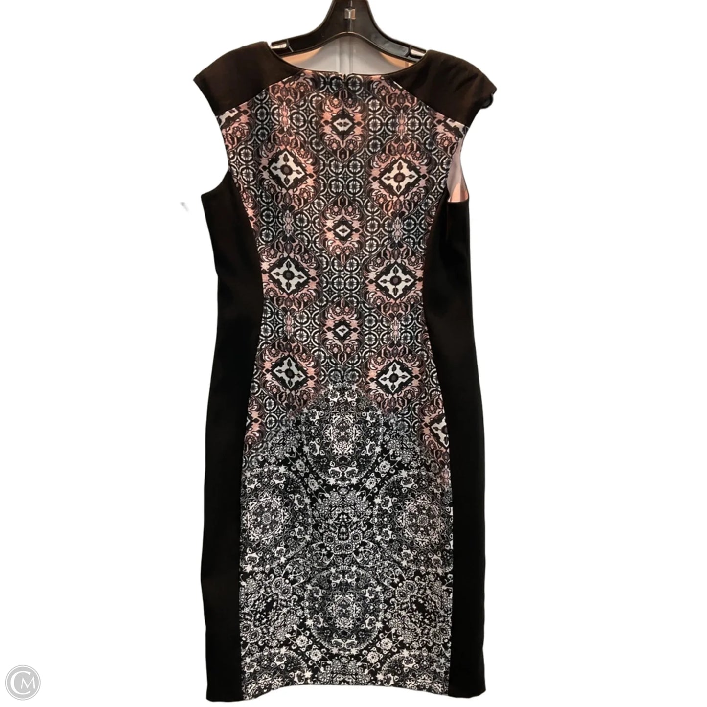 Dress Casual Midi By Maggy London In Black & Pink, Size: 8