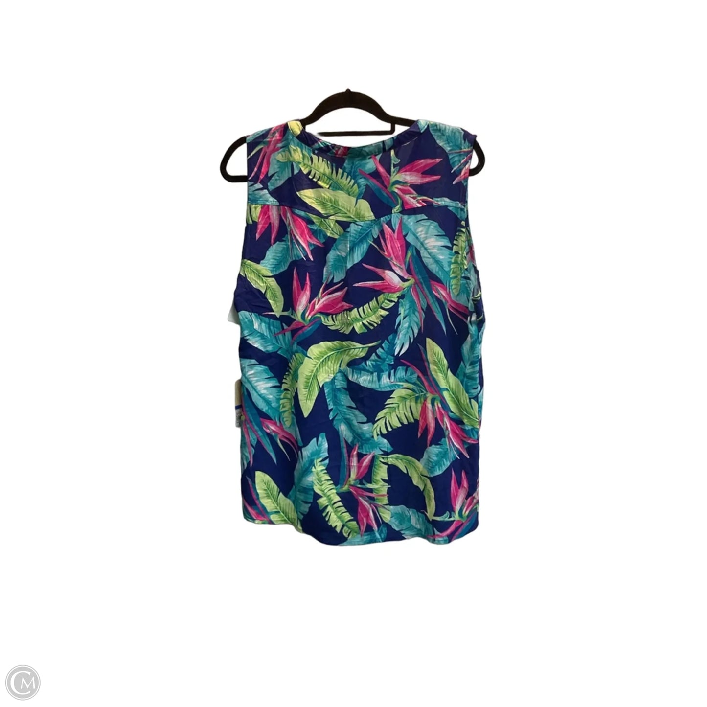Top Sleeveless By Caribbean Joe In Tropical Print, Size: Xl