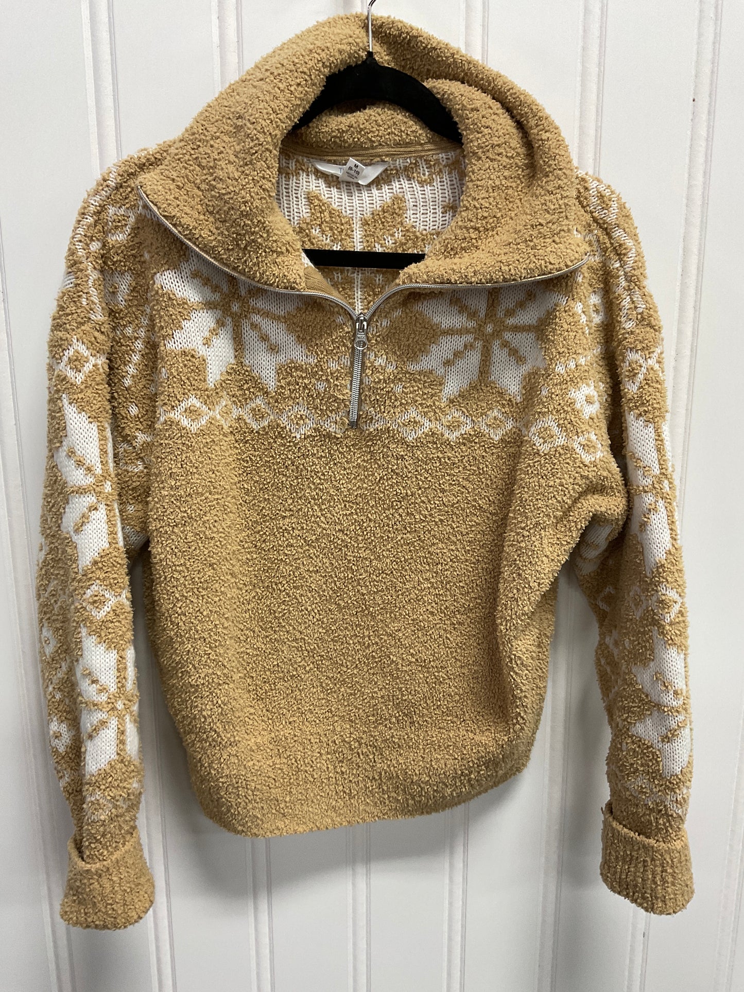 Jacket Faux Fur & Sherpa By Time And Tru In Tan & White, Size:M