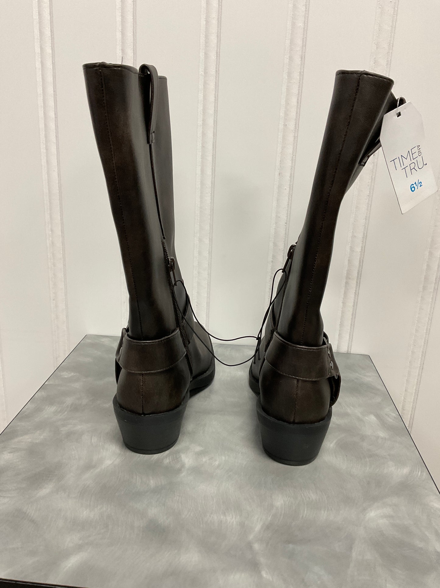 Boots Mid-Calf Heels By Time And Tru In Brown, Size:6.5